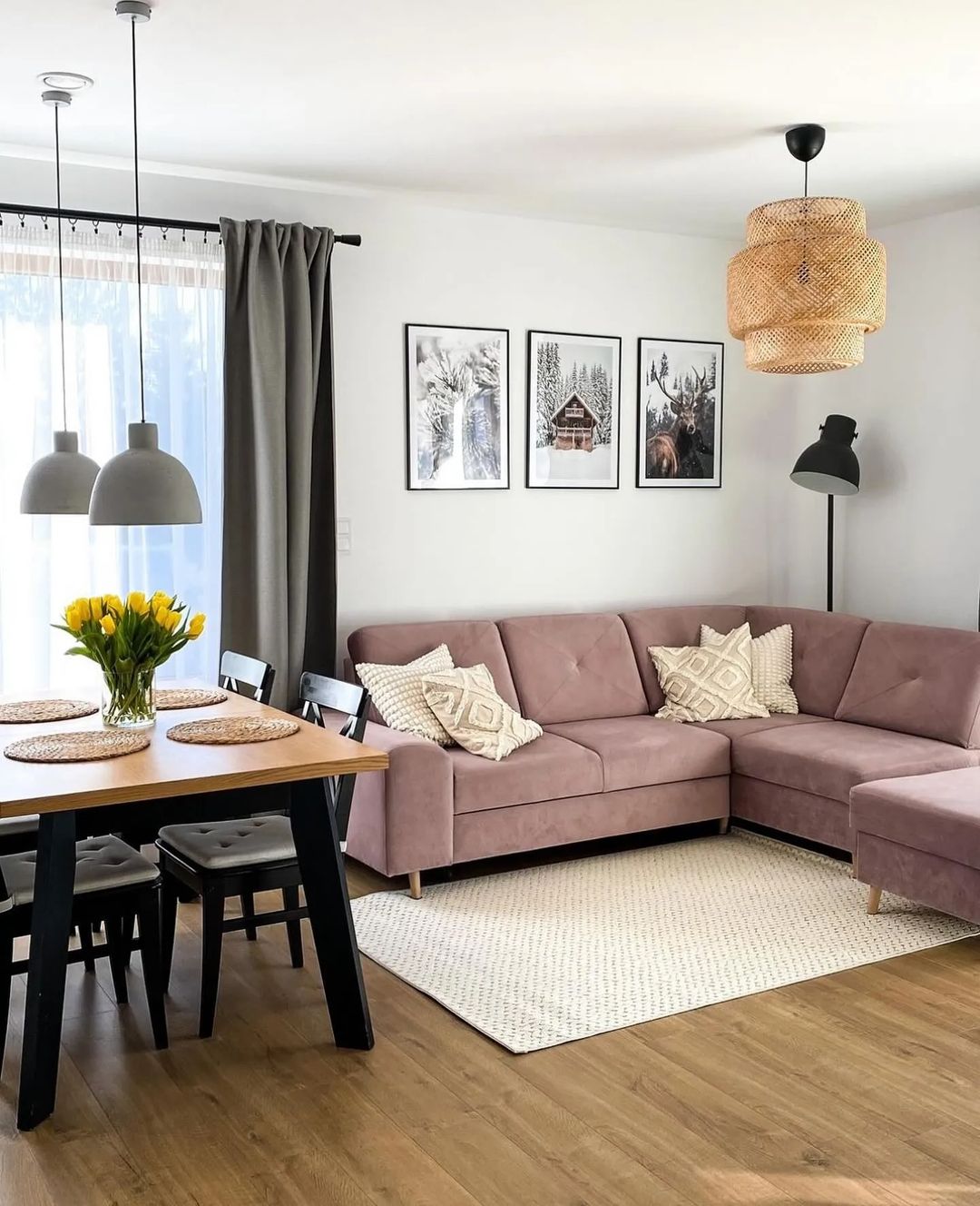 A well-lit living room with modern furnishings