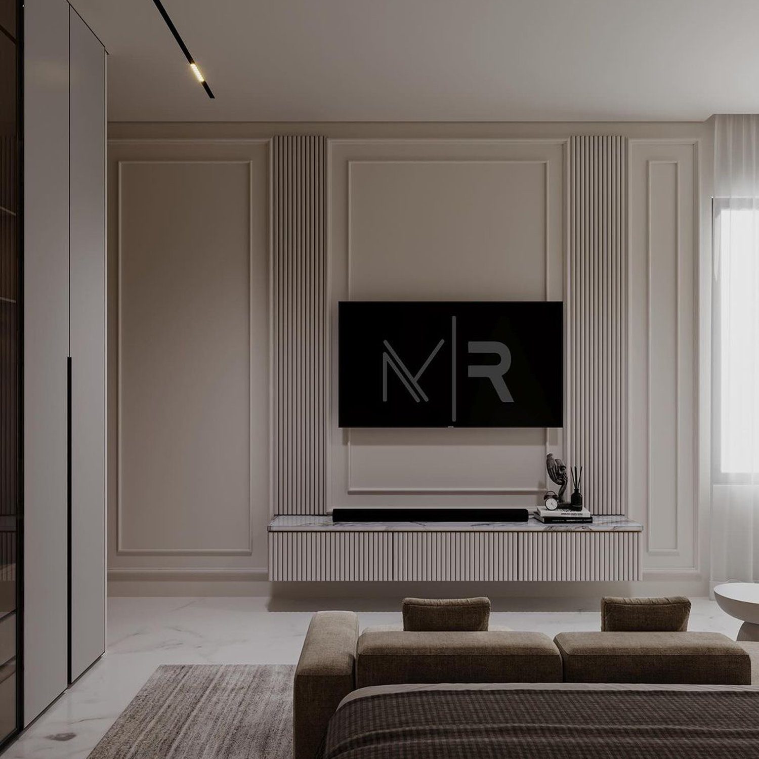 A minimalist living room with harmonious design elements