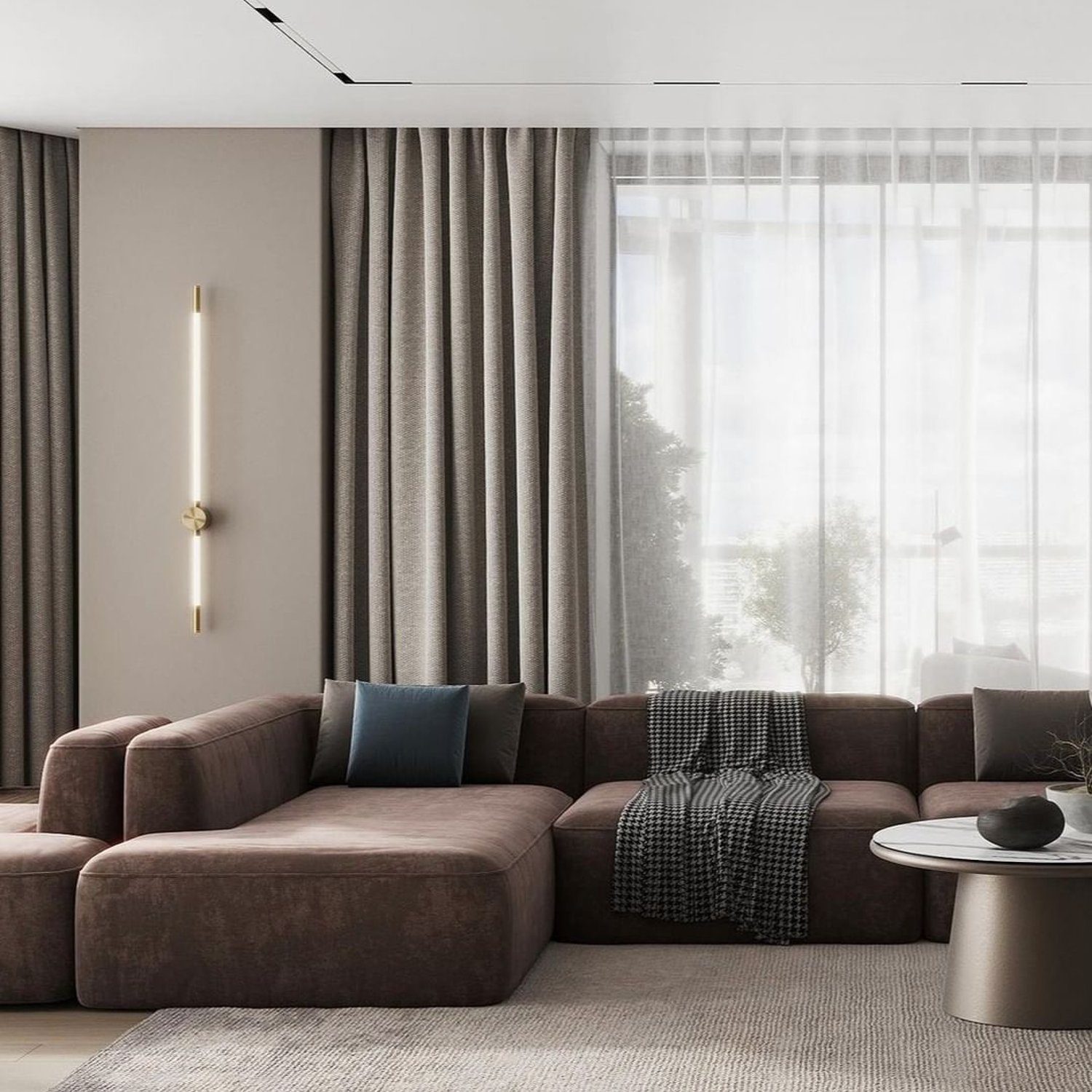 Elegant modular sofa in a contemporary living room