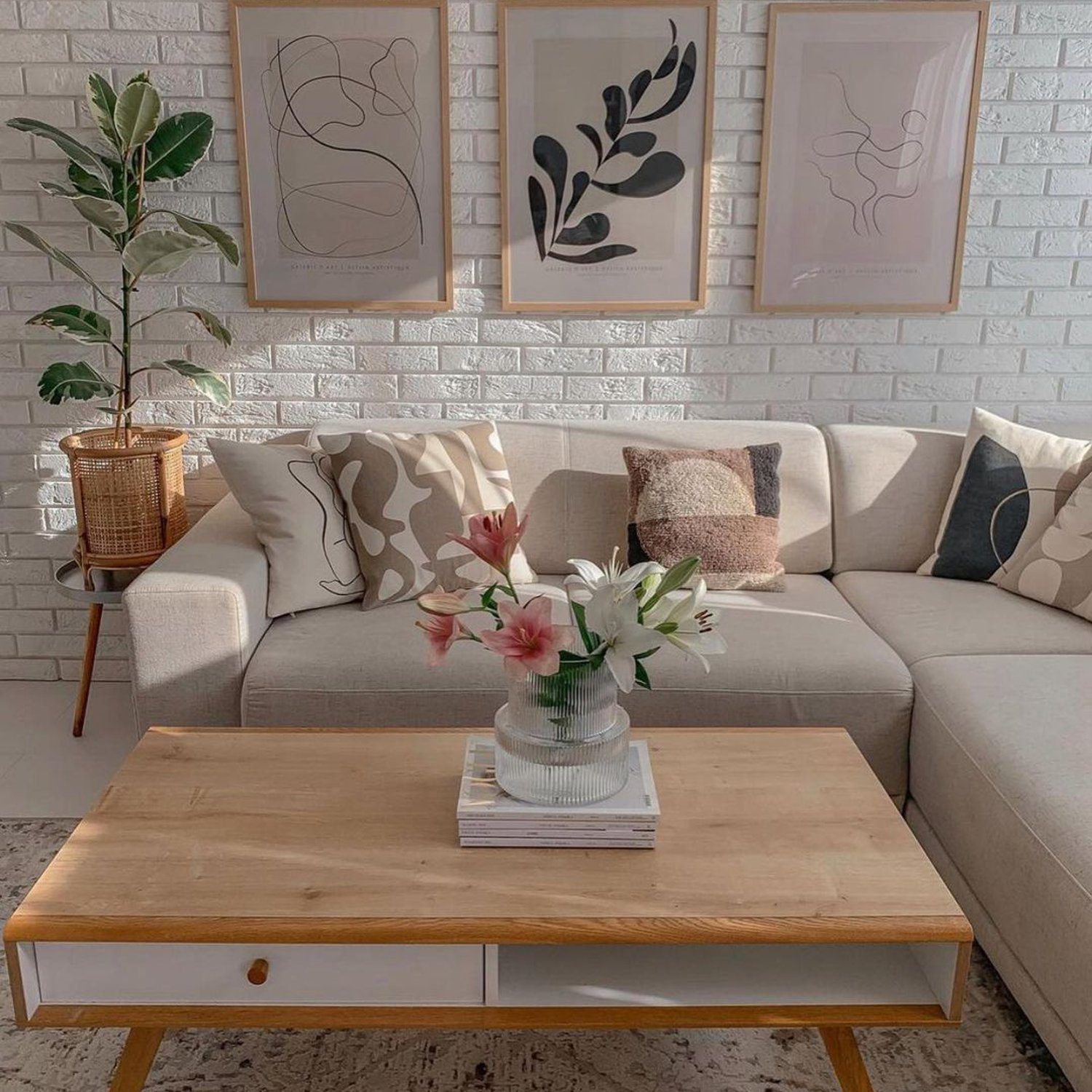 Elegantly styled living room with mid-century modern influences