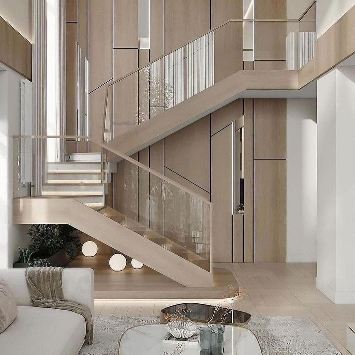 Elegant modern staircase in a luxury home