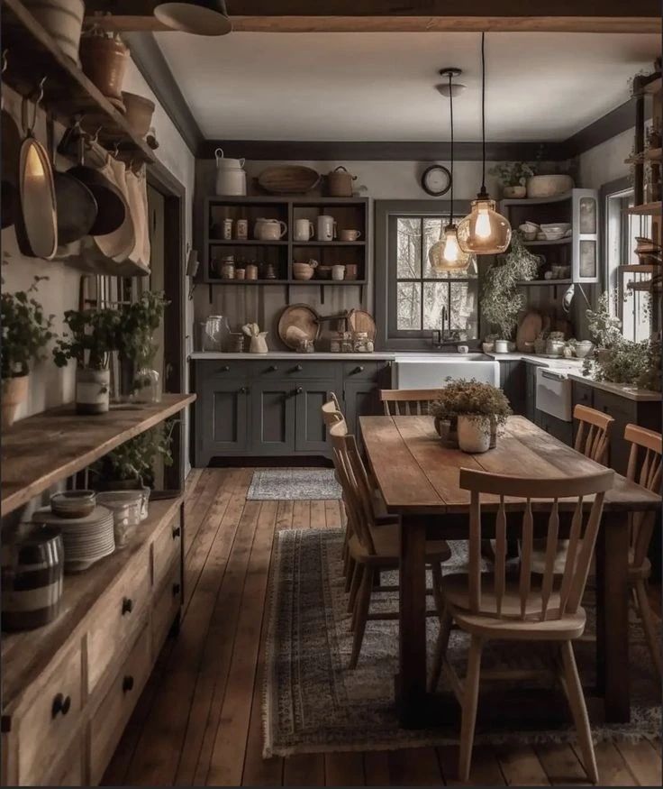 Cozy cottage-style kitchen with rustic wooden accents