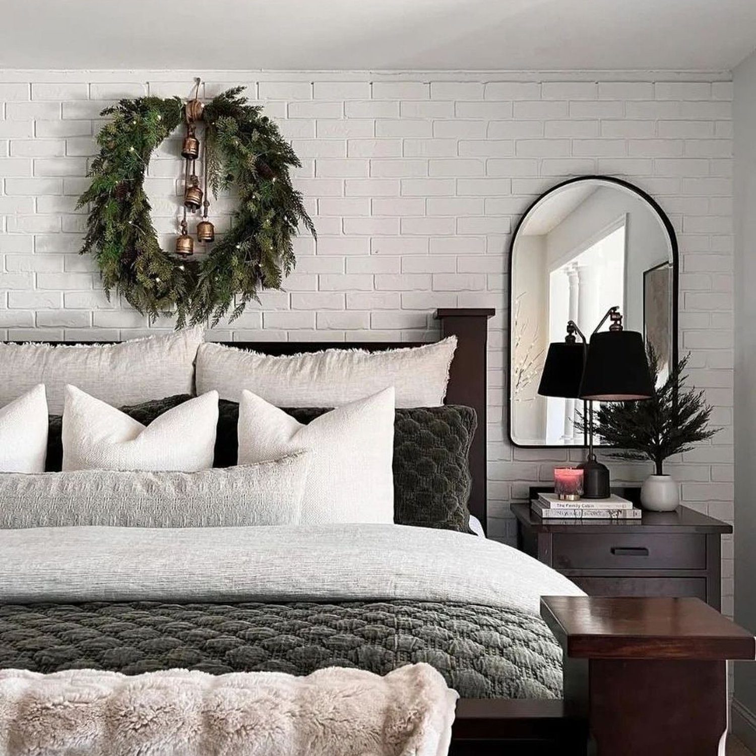 A cozy bedroom with a chic design