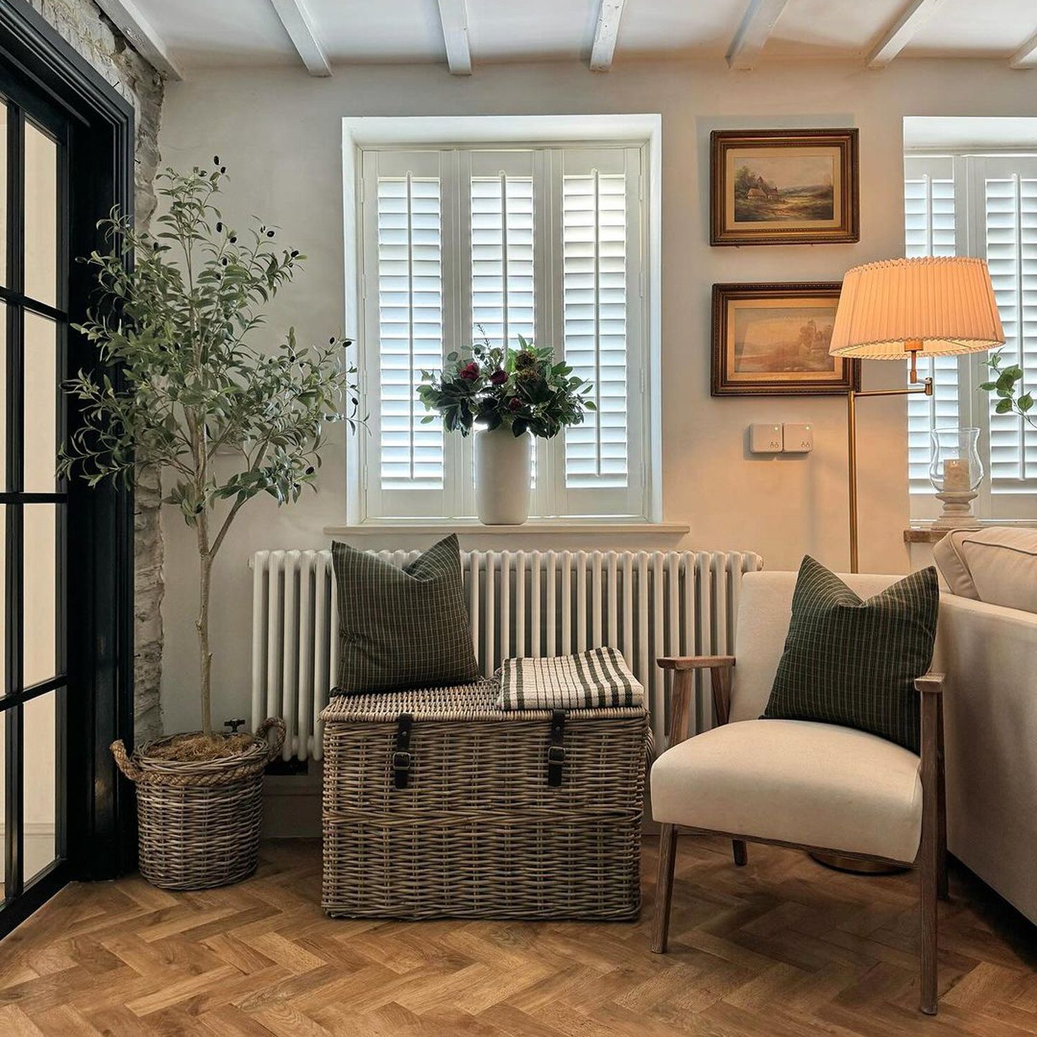 Cozy and elegant living room with natural light