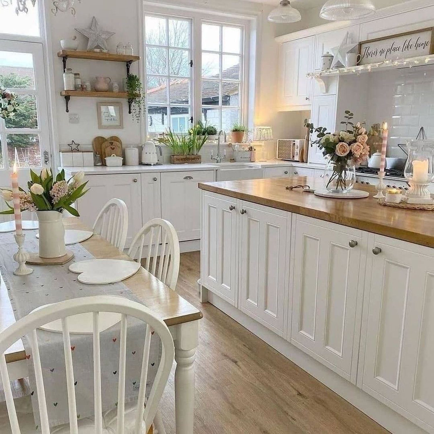 A cozy and inviting kitchen space with natural light and a classic design