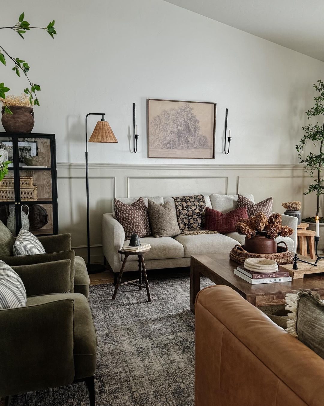 A tastefully designed living room with a harmonious blend of textures and neutral tones