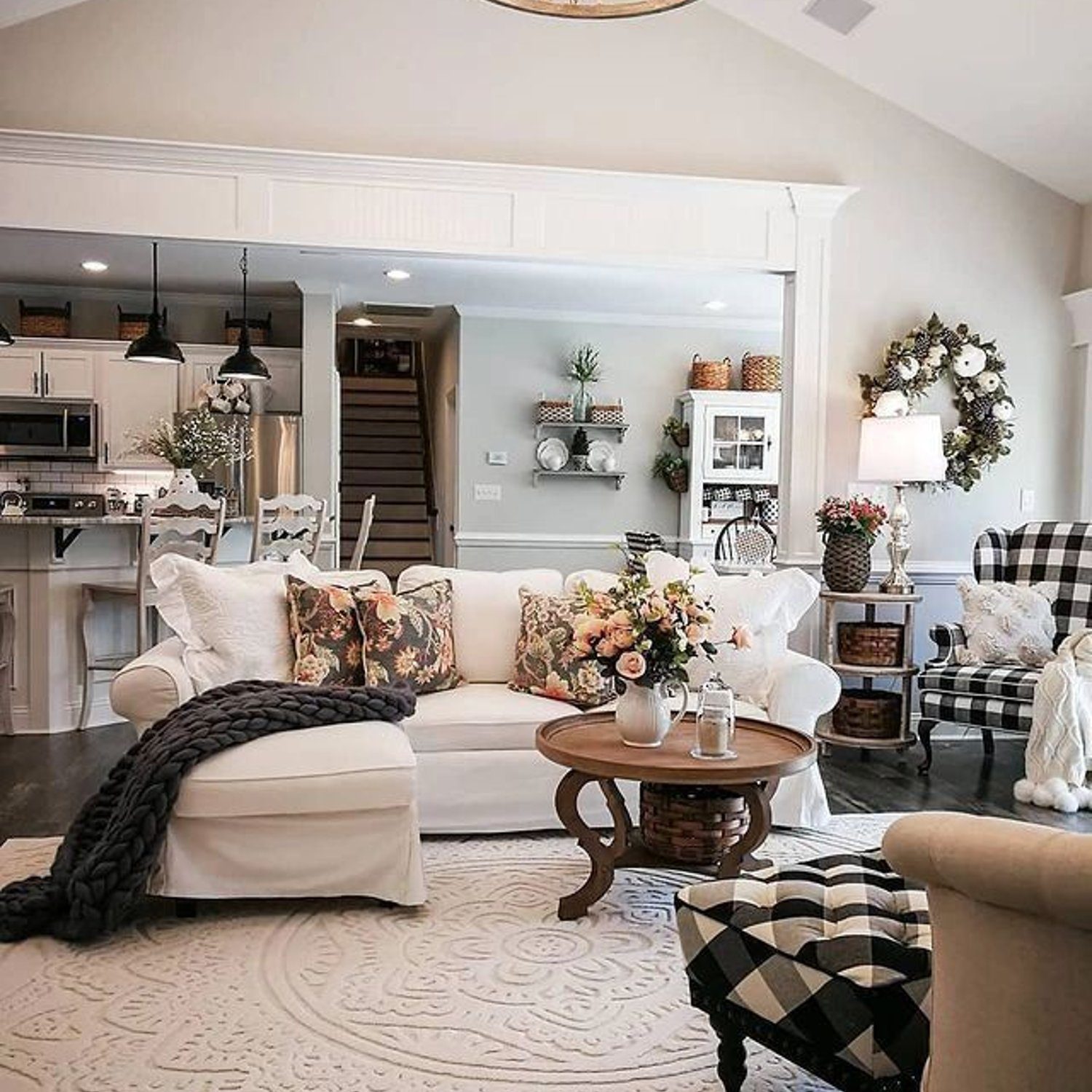 Cozy and stylish living room with a touch of farmhouse charm