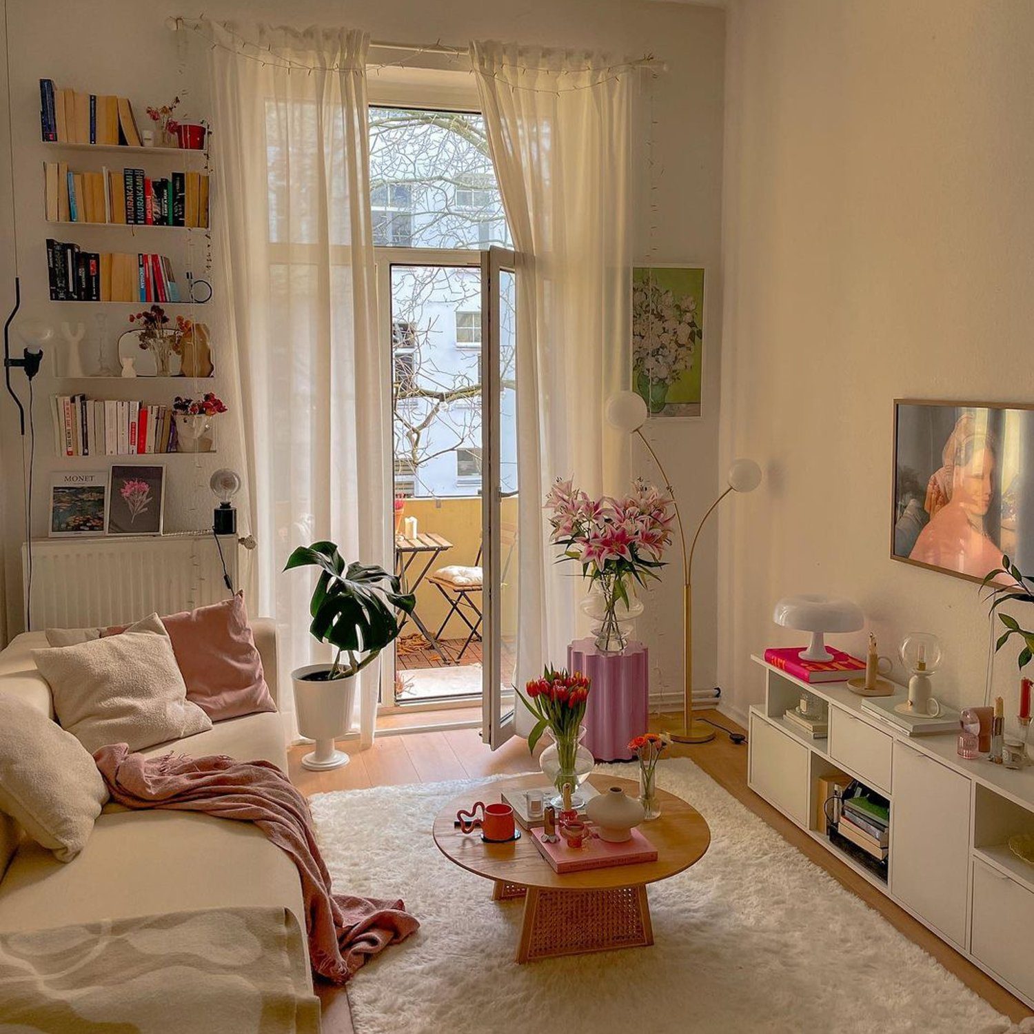 Cozy and stylishly arranged living room with abundant natural light