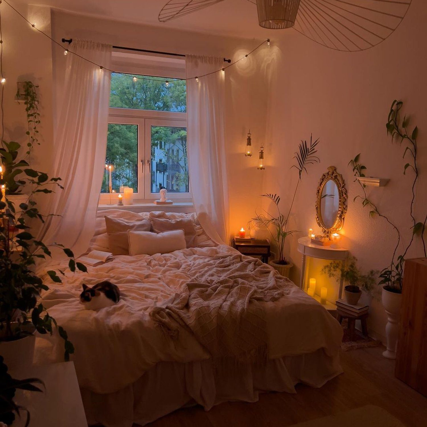 Cozy and inviting bedroom with warm ambient lighting