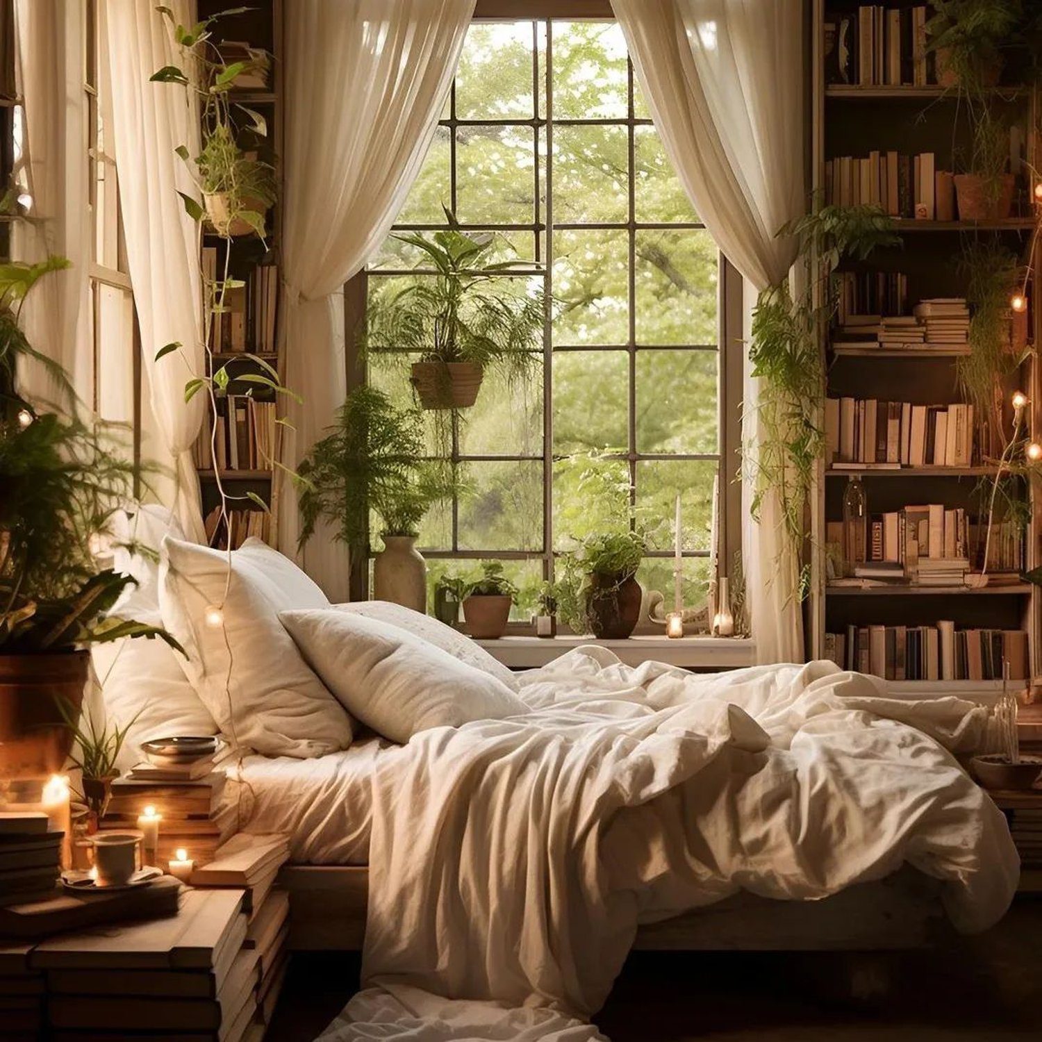 Cozy reading nook by a window