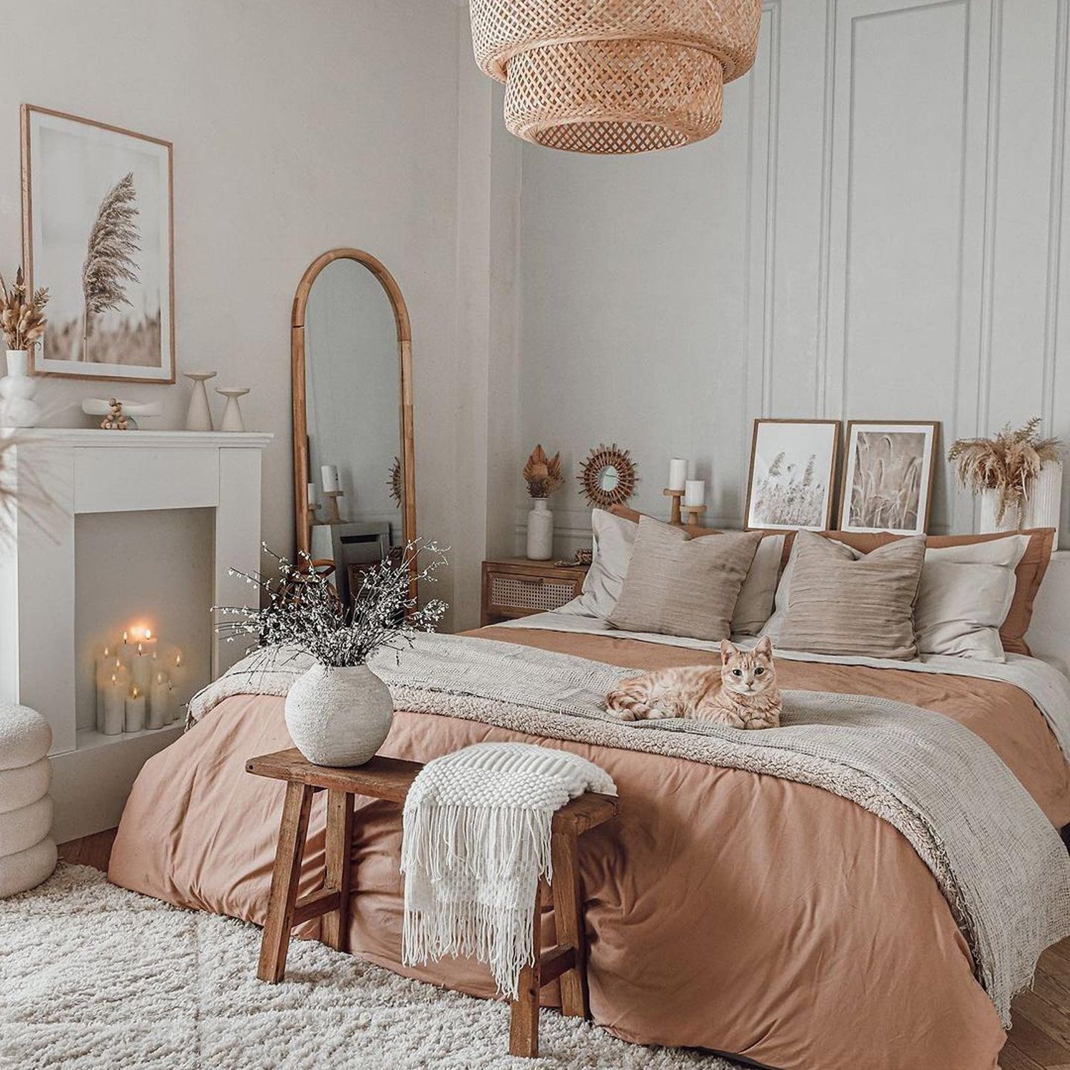 A serene bedroom with a cozy ambiance