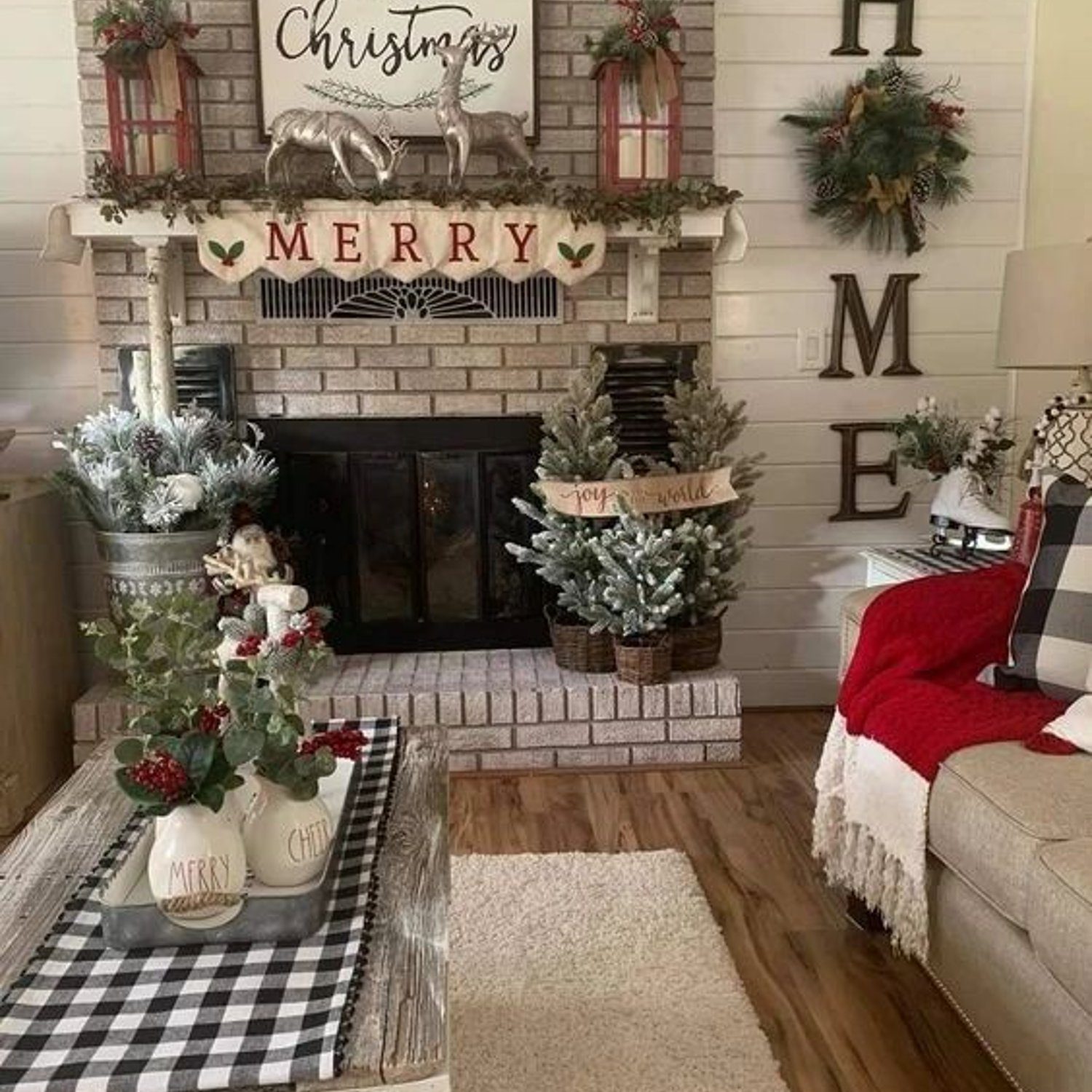 Cozy Christmas living room with festive decorations