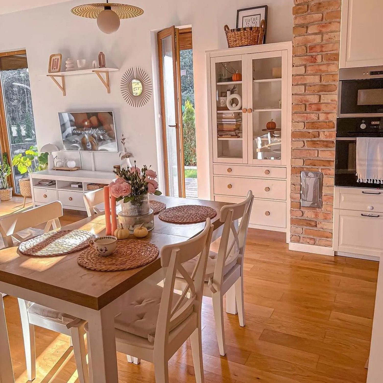 Cozy and inviting dining area with a gentle touch of rustic charm