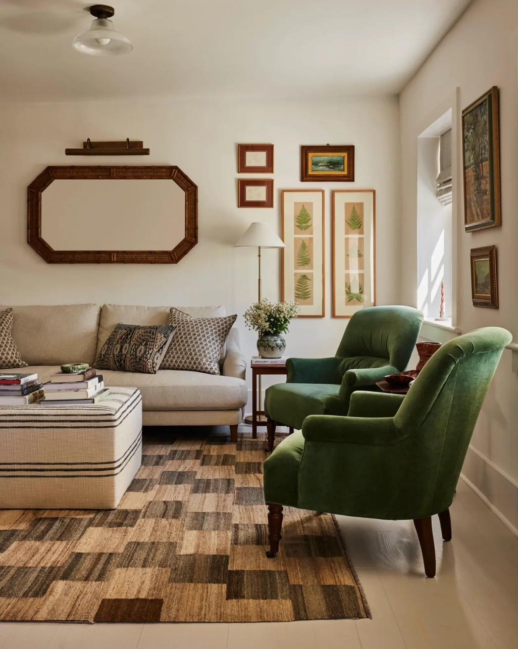 Cozy living room with green armchairs