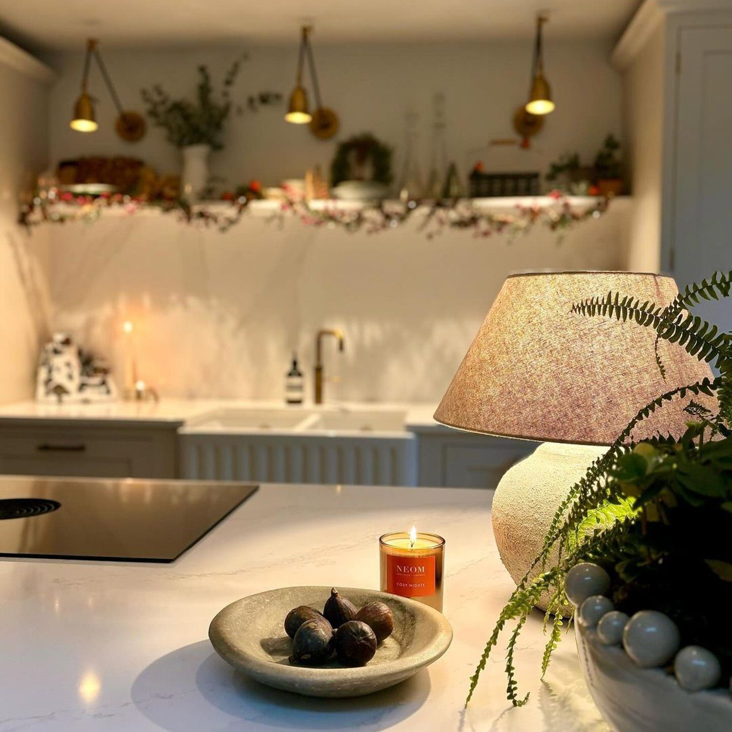 Cozy kitchen with festive decorations