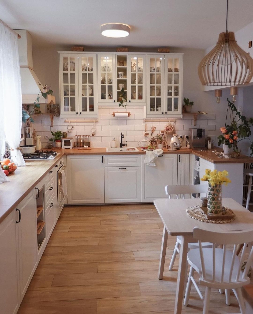 A cozy and well-lit kitchen space