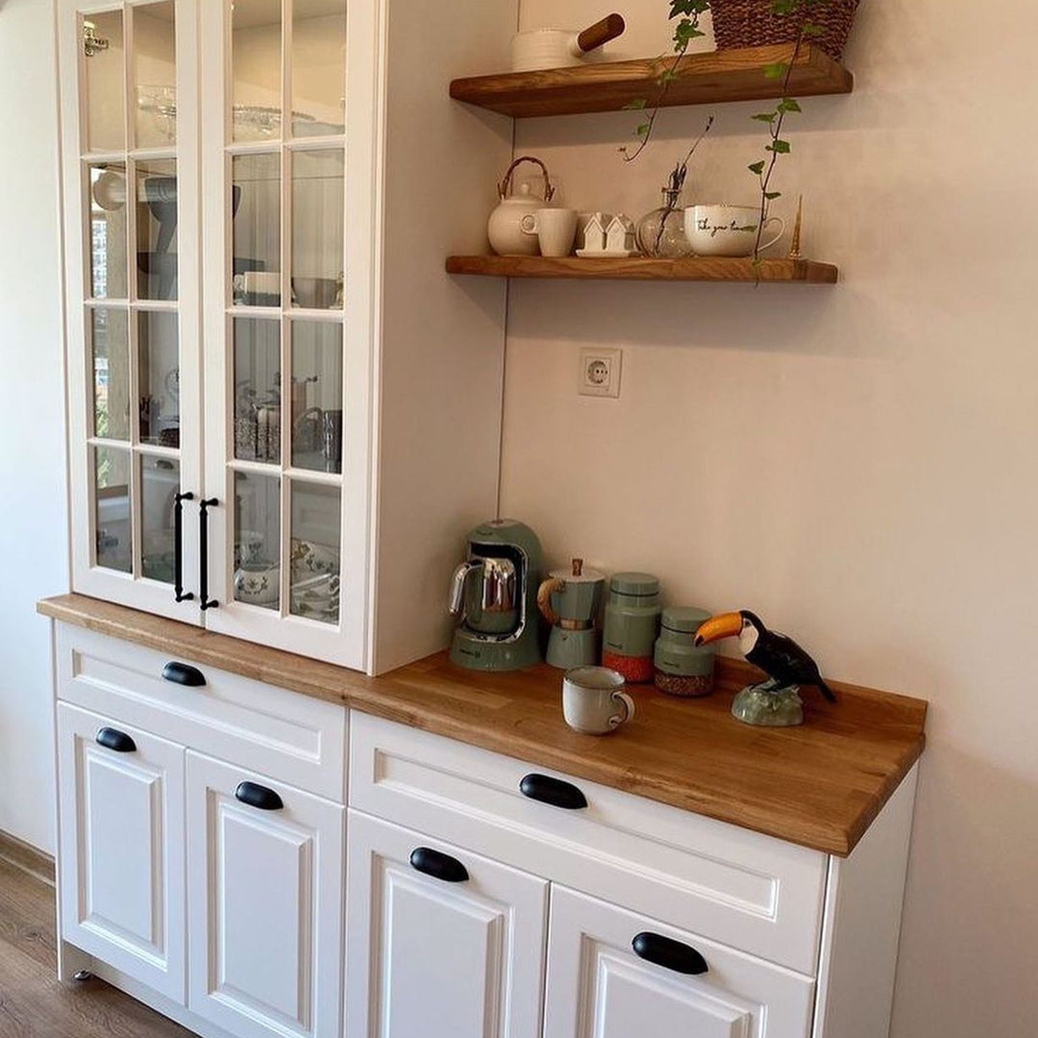 A cozy and neatly organized kitchen space