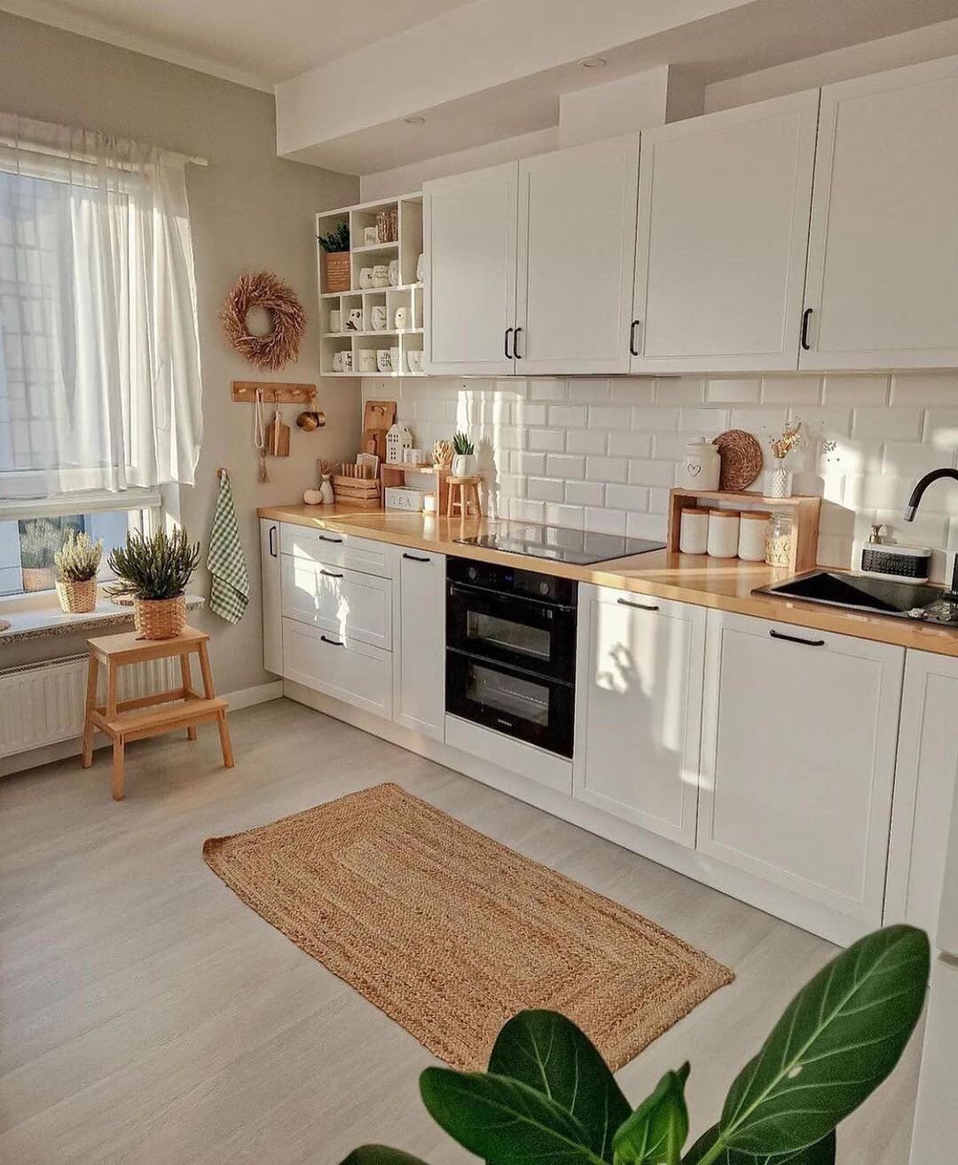 A cozy and inviting kitchen space with natural light