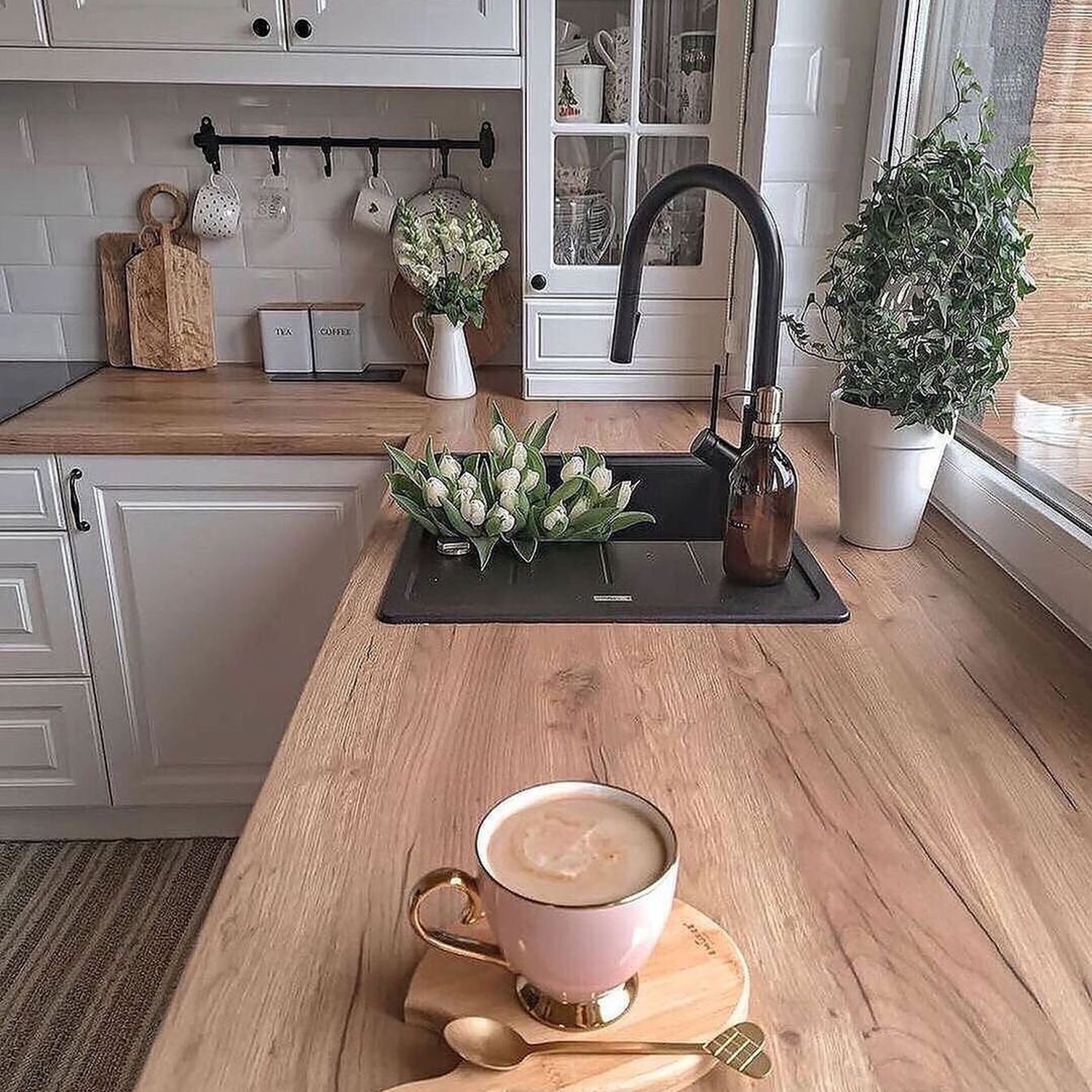 A cozy and inviting kitchen with warm wood accents and modern amenities.