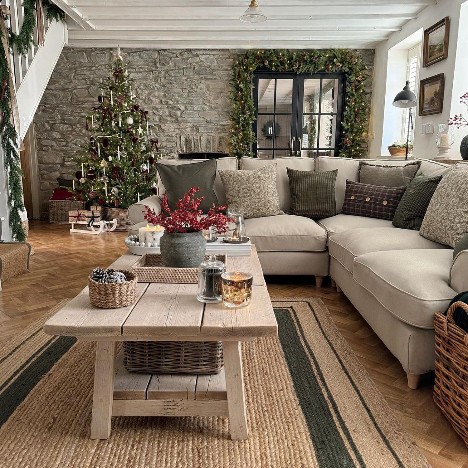 Cozy Christmas living room with festive decorations