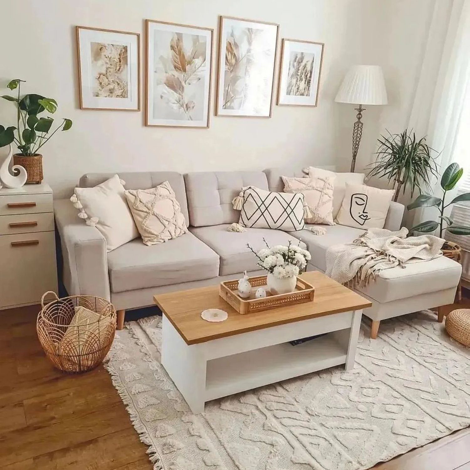 Cozy modern living room with natural light and tasteful decor