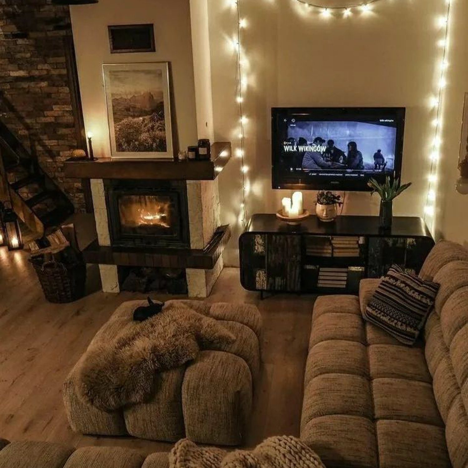 Cozy living room with fireplace