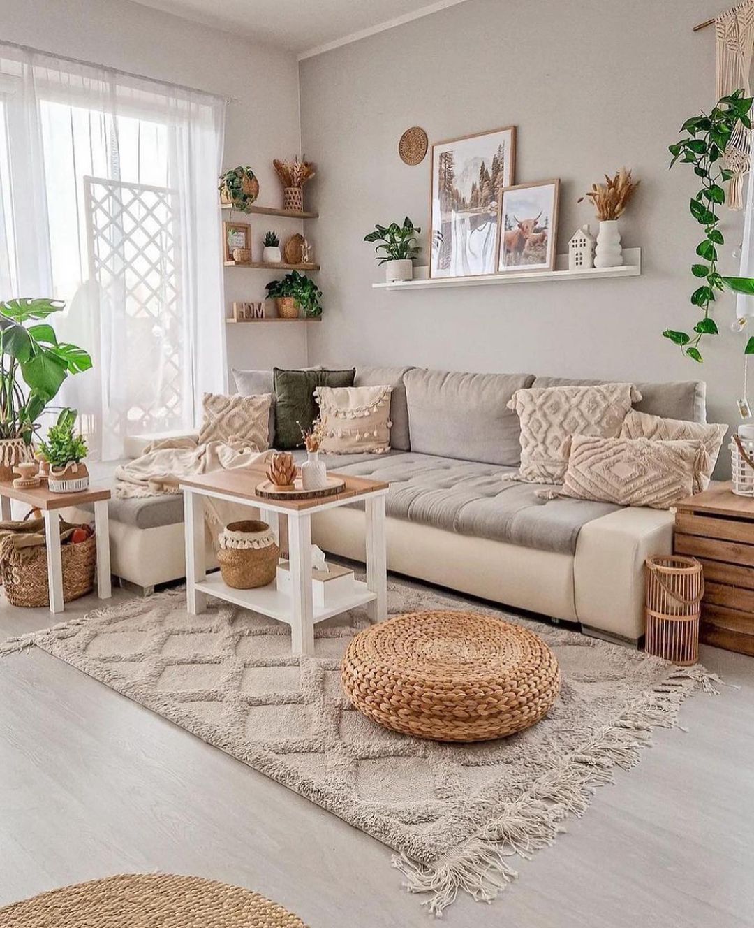 Cozy Living Room with Botanical Accents