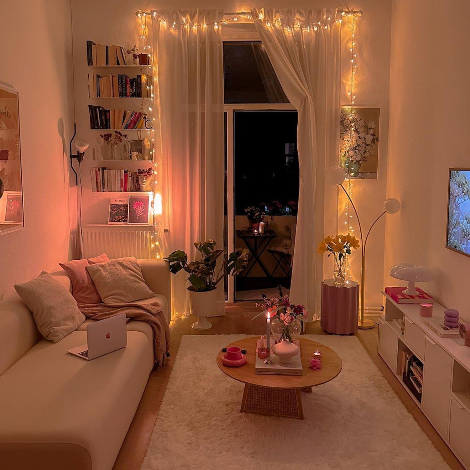 Cozy evening atmosphere in a stylish living room