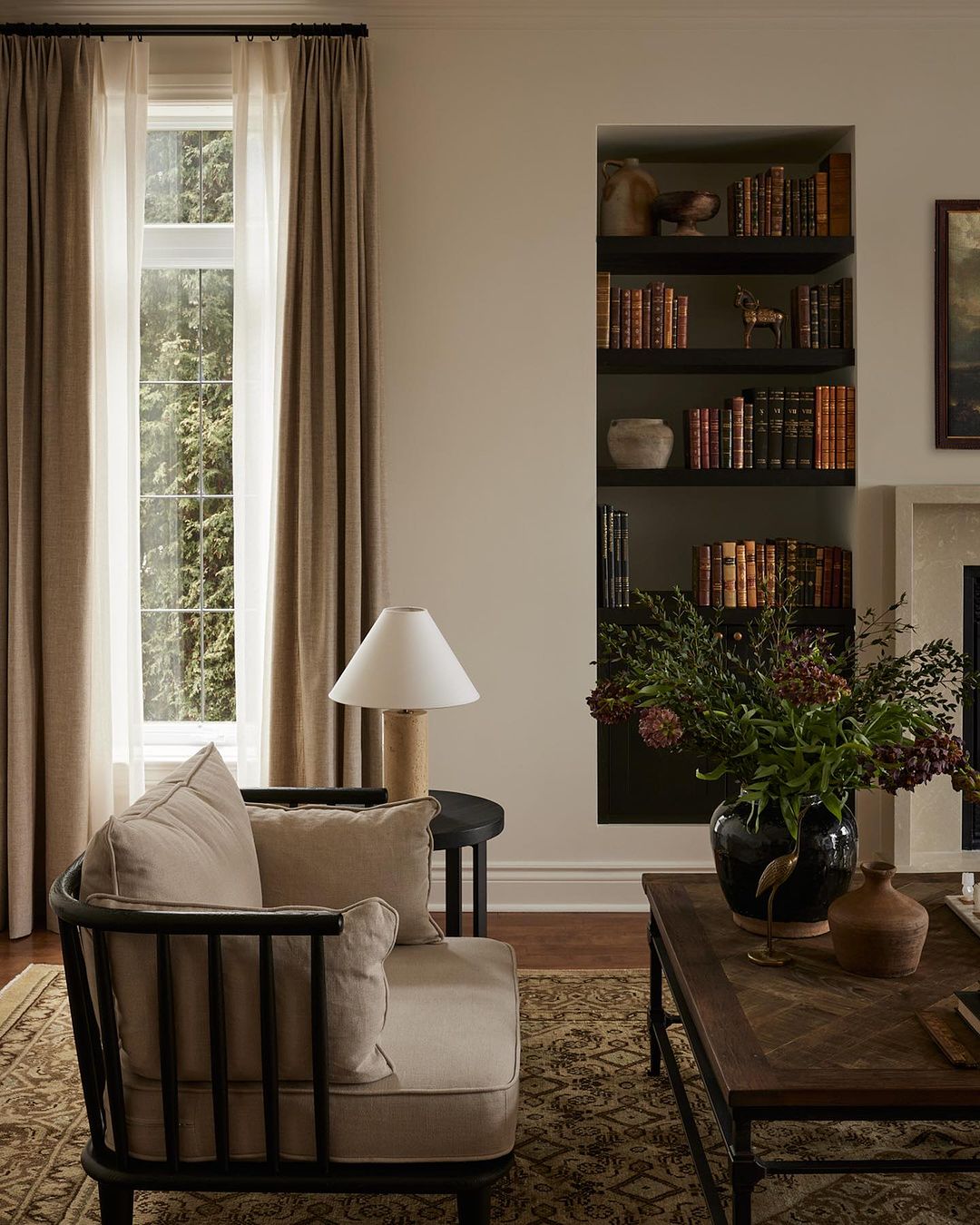 Cozy reading corner with a touch of nature