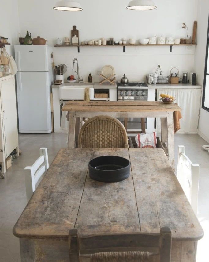 A cozy and functional kitchen space with rustic elements