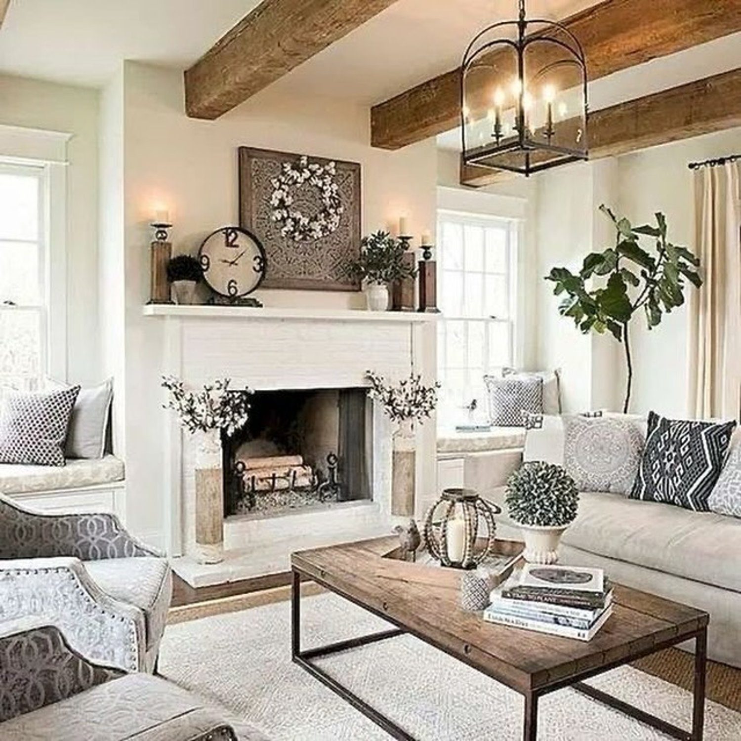 A cozy living room with rustic charm