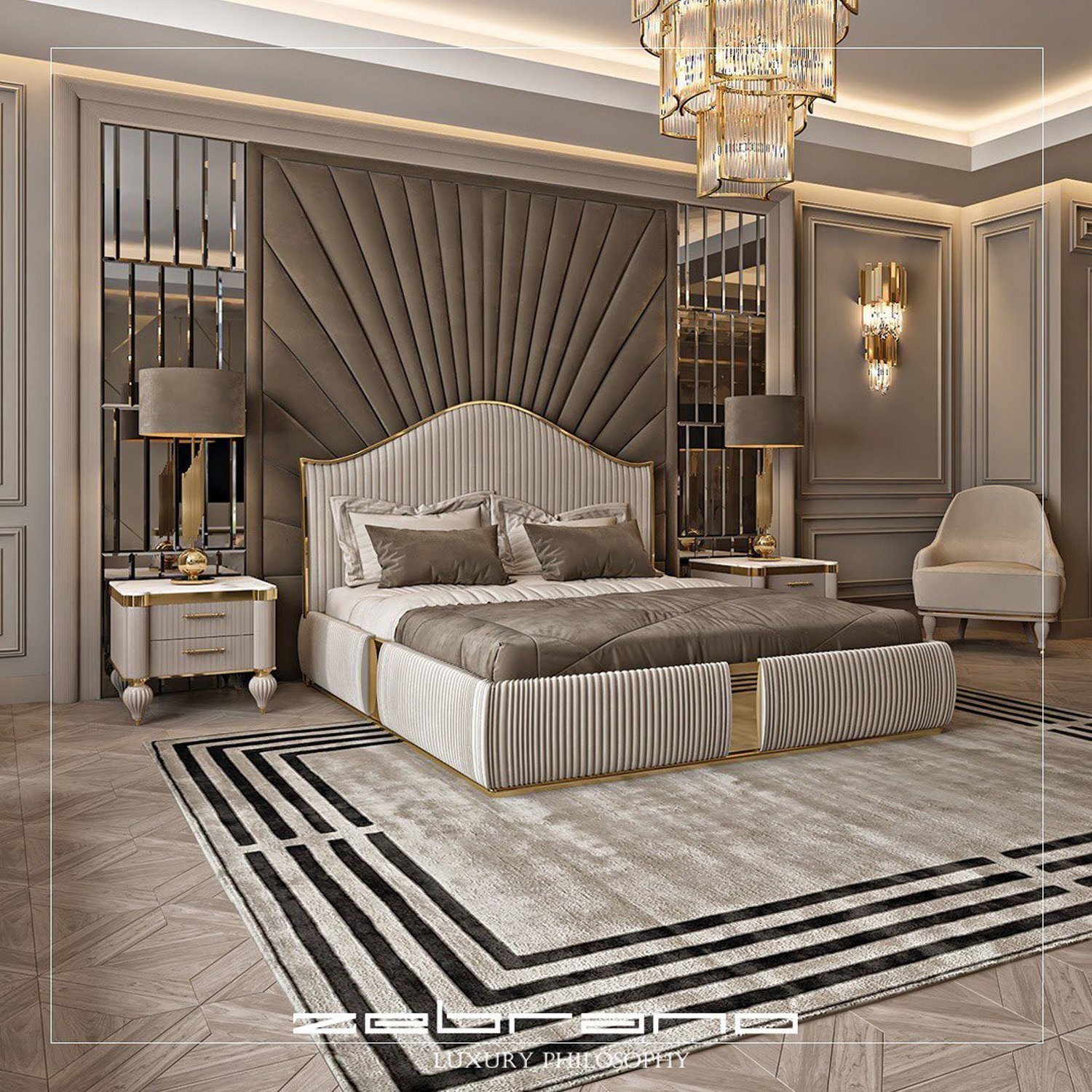 Luxurious bedroom with elegant design elements