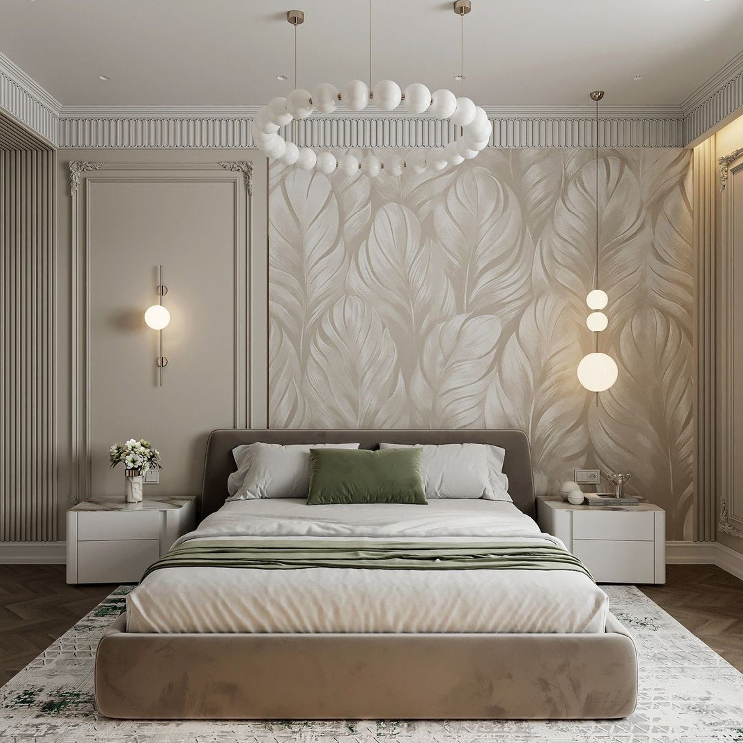 Elegant Bedroom with Textured Wall