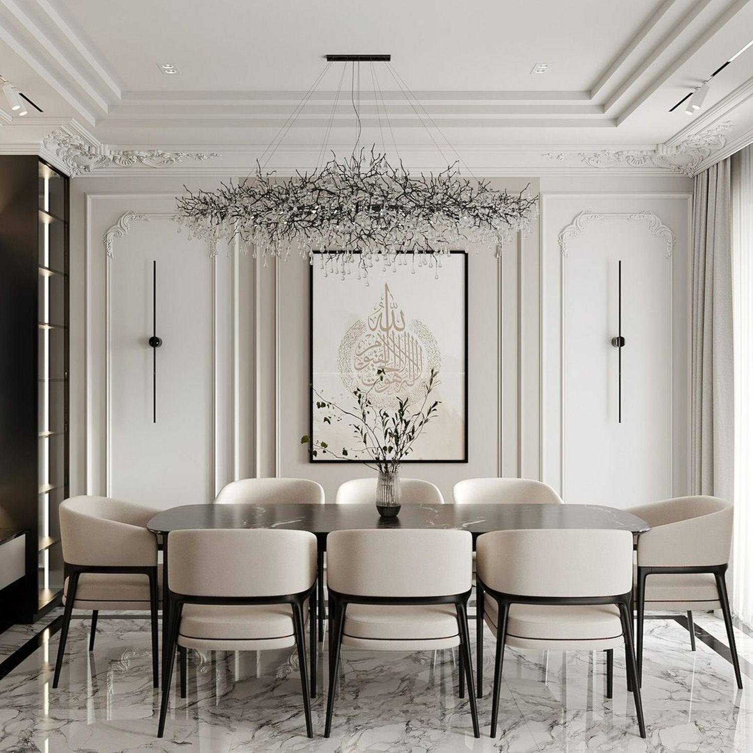 Elegant dining room with modern classic design