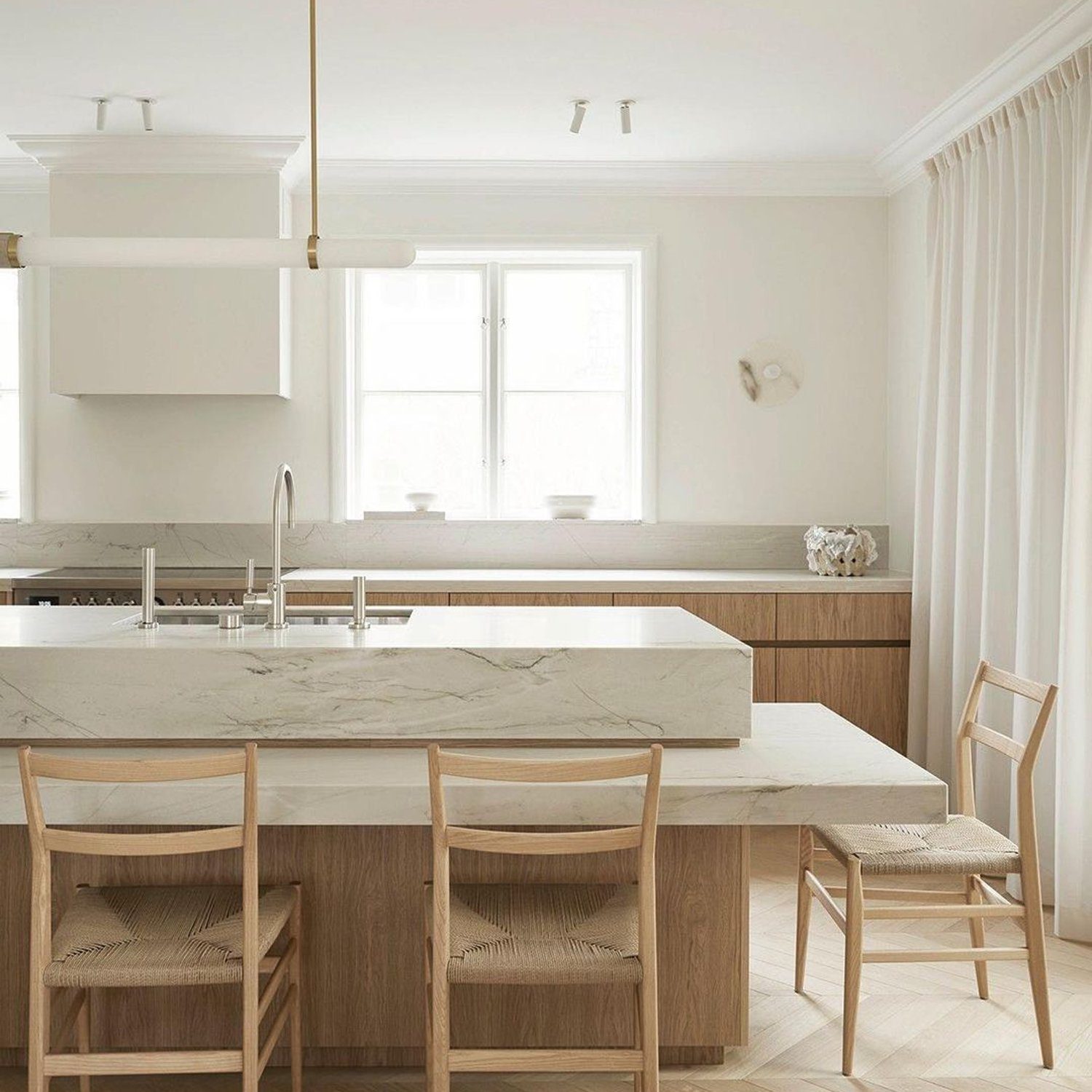 Elegant minimalist kitchen with natural light