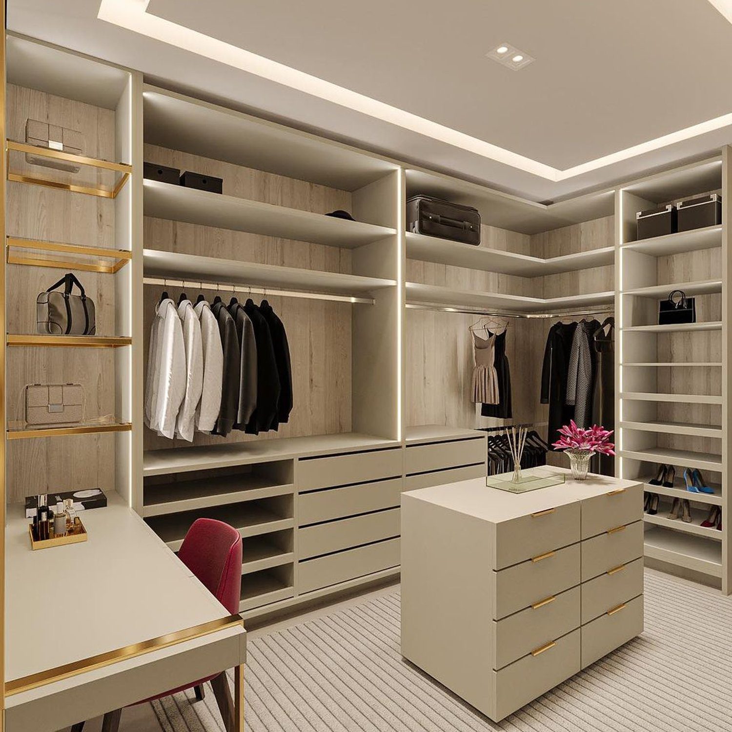 Elegant and modern walk-in closet design