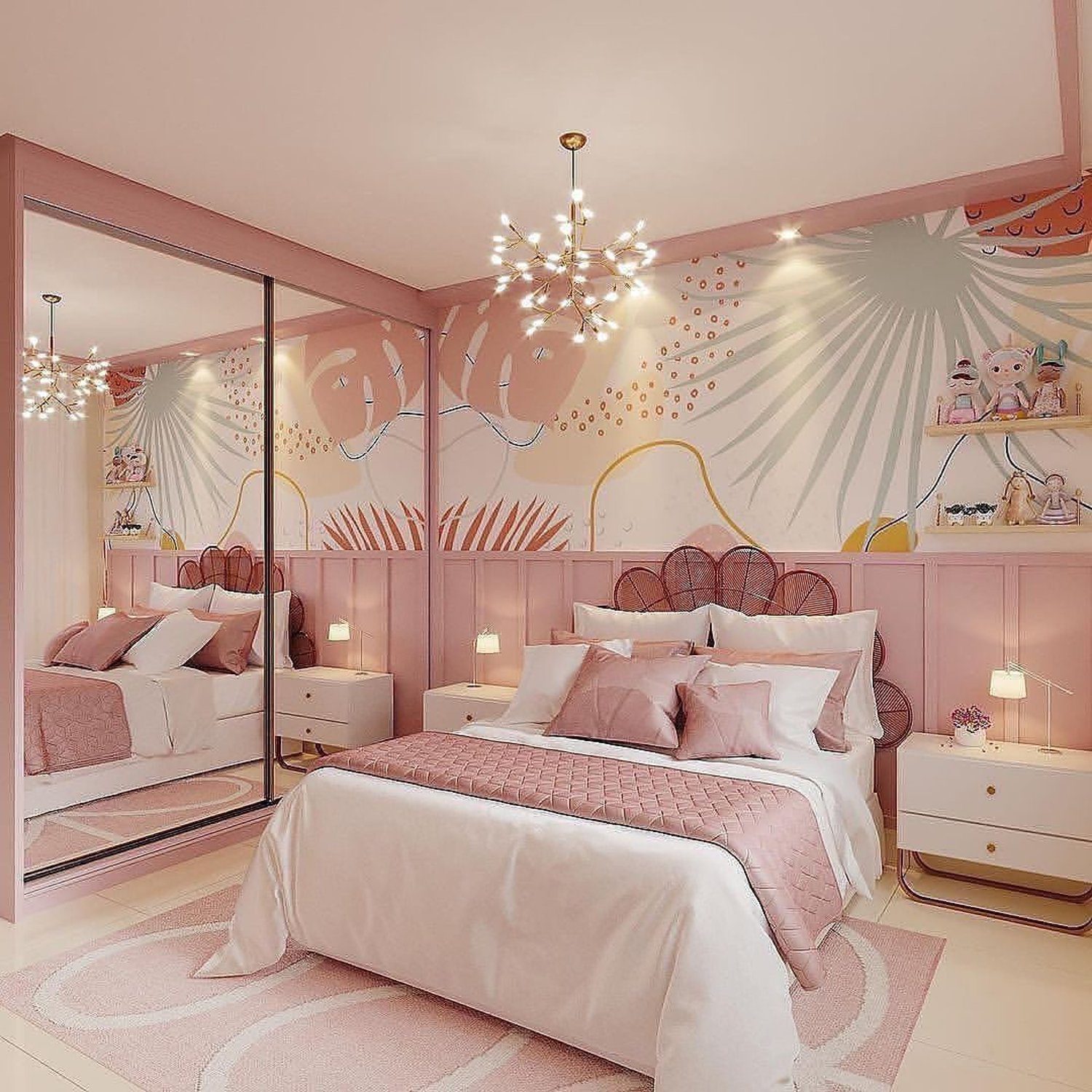 Elegant and Playful Pink Bedroom Design