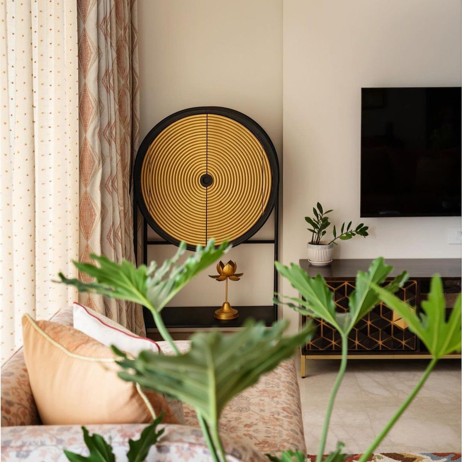 Contemporary living room with a hint of traditional design elements