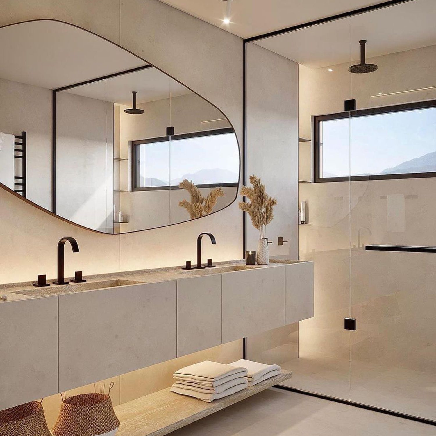 Stylish bathroom with a view