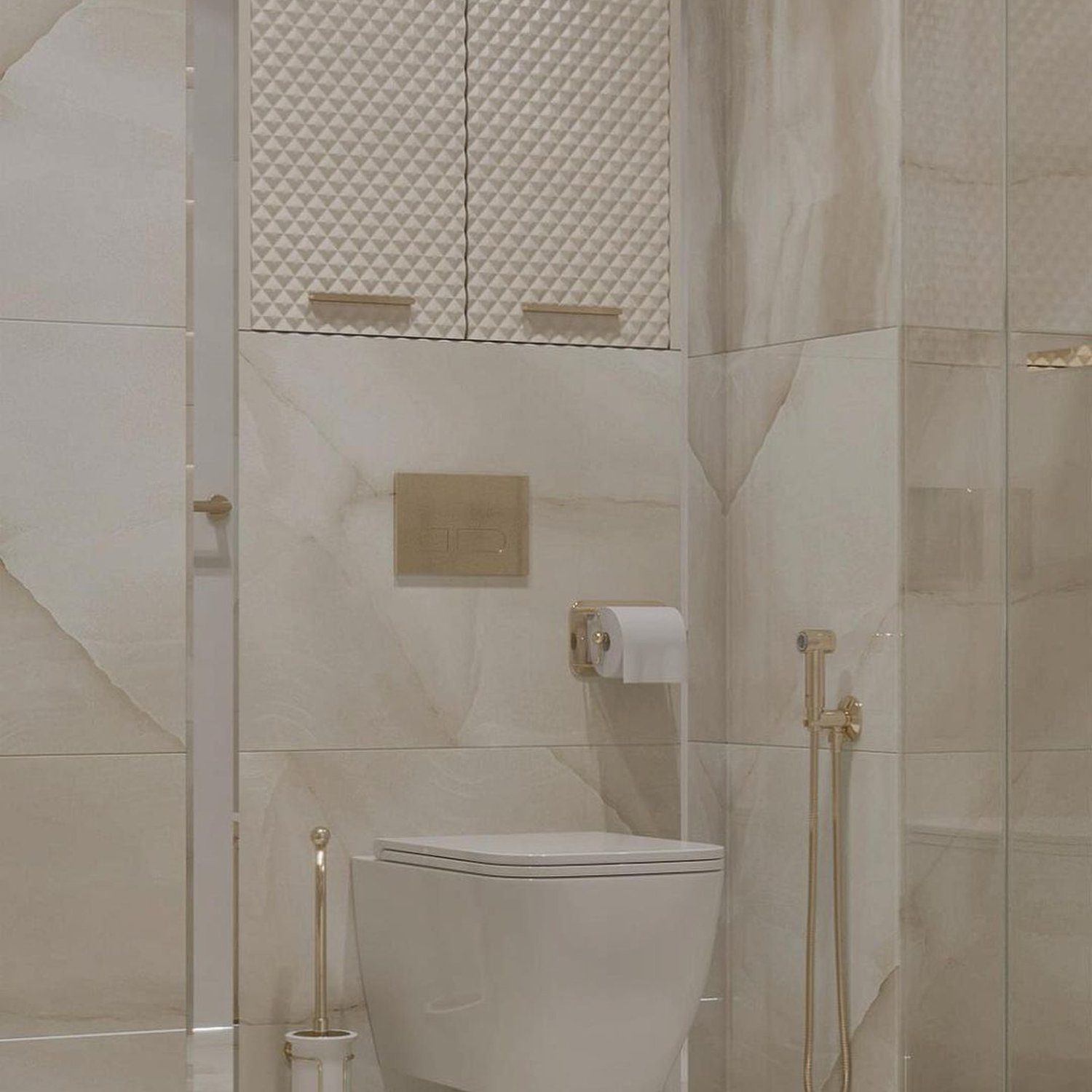 Elegant and modern bathroom with marble details