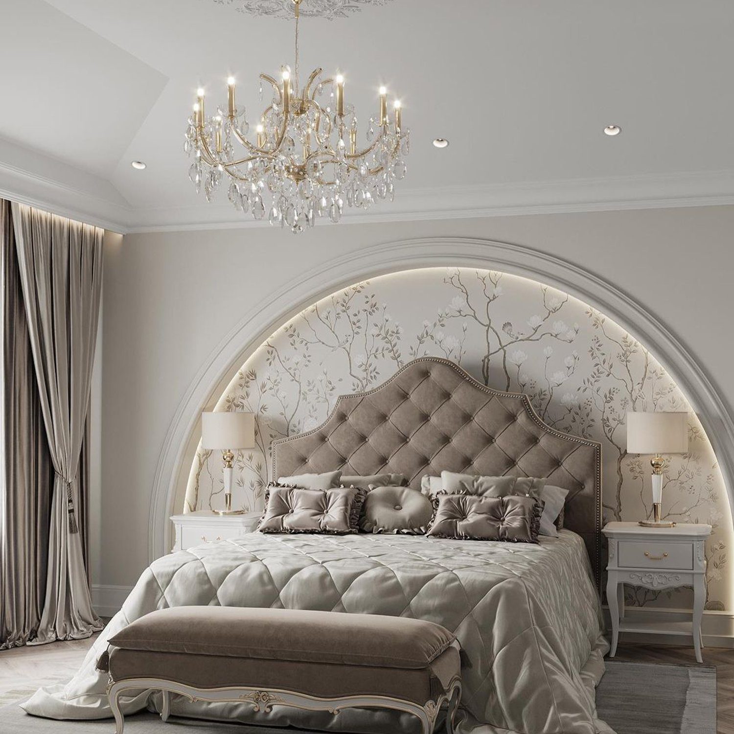 Luxurious bedroom with an elegant design