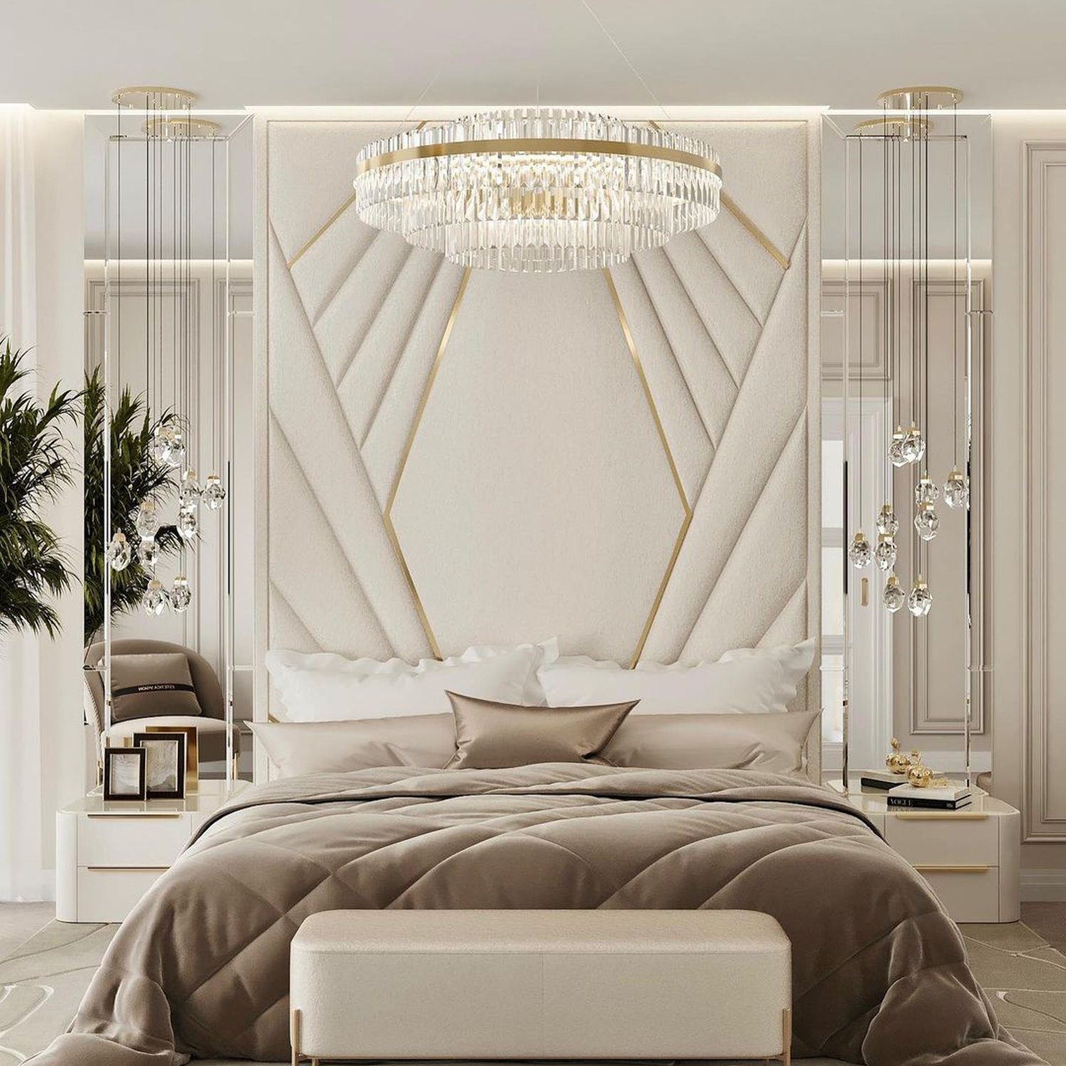 Luxurious bedroom with elegant interior design