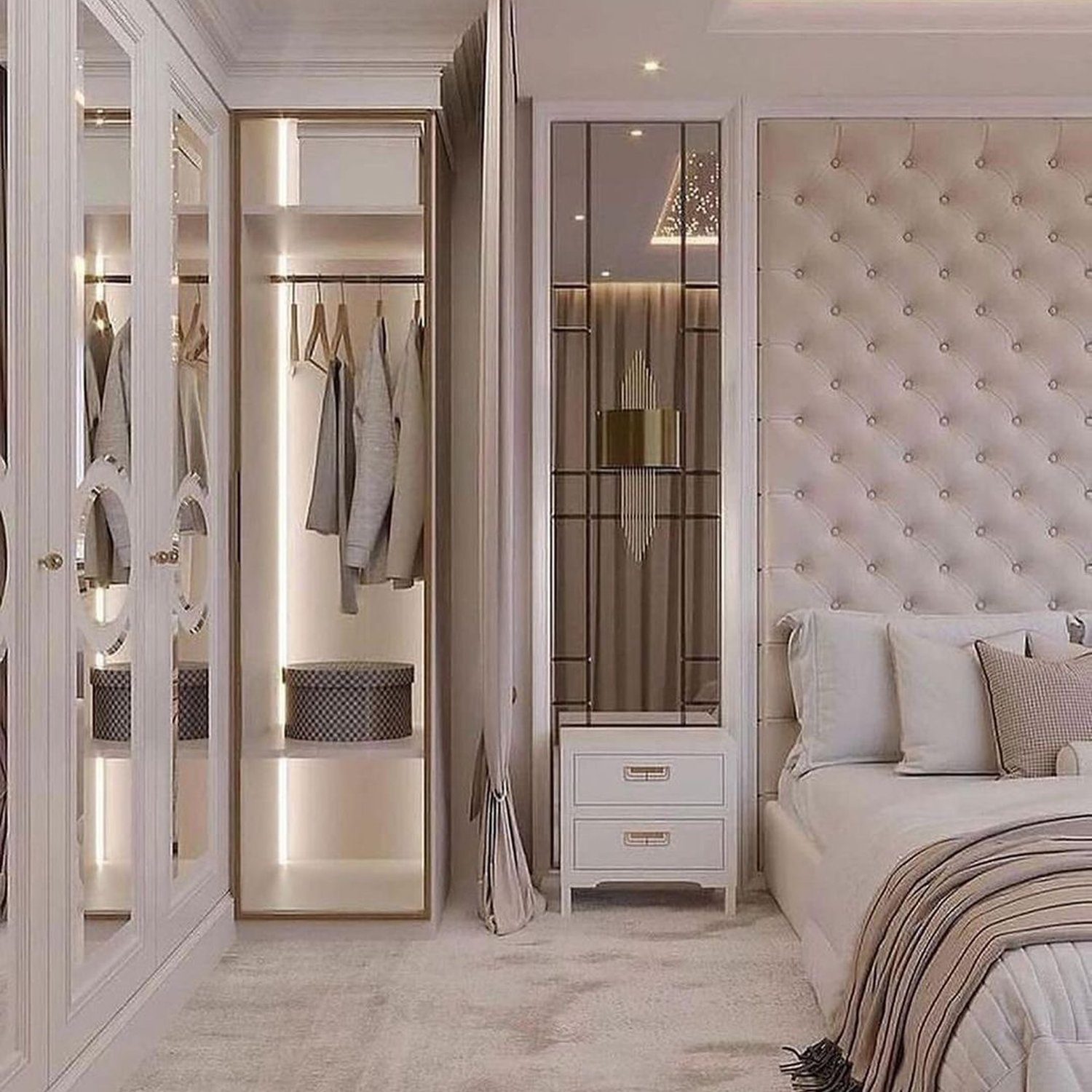 Elegant bedroom suite with integrated wardrobe