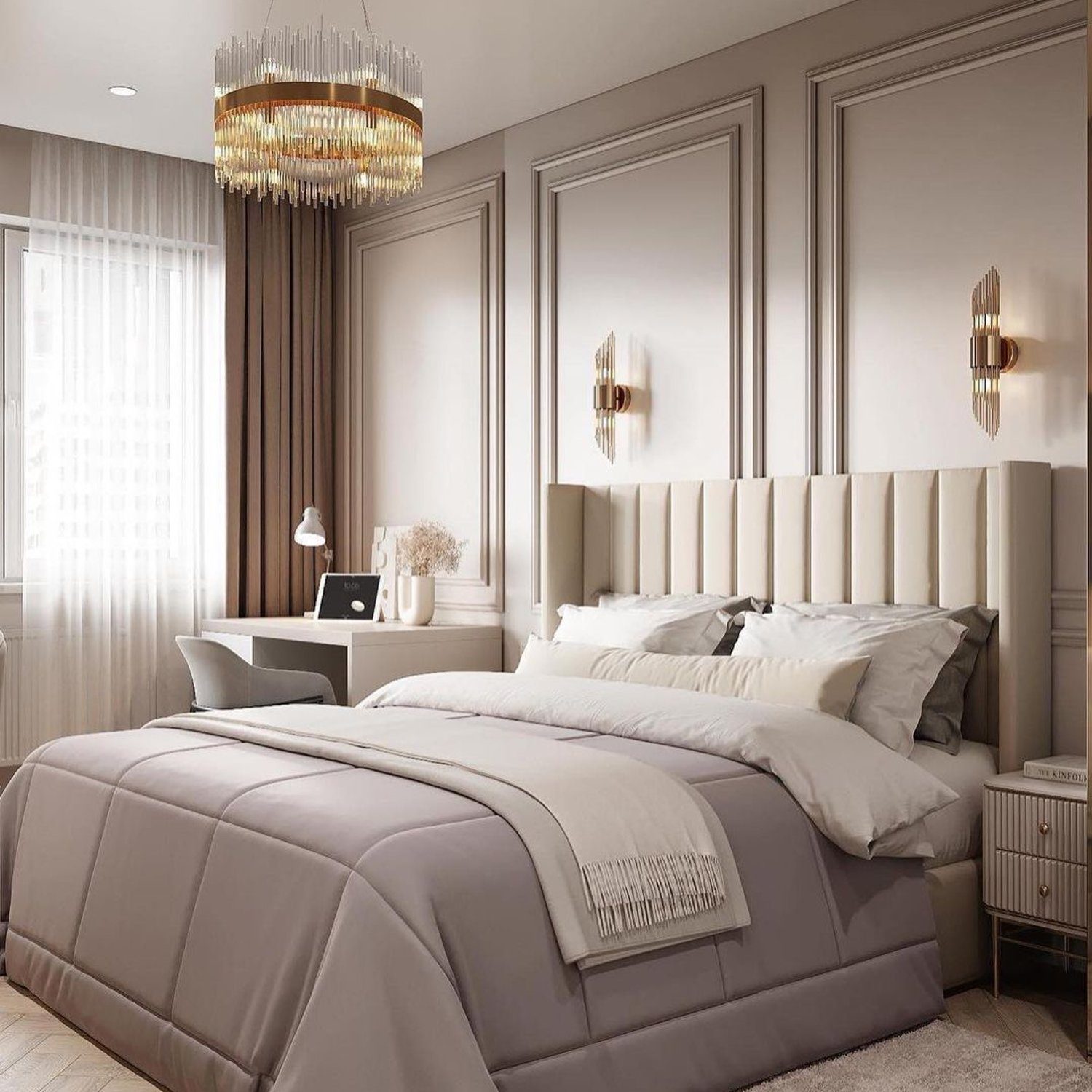 Elegant and modern bedroom design with luxurious finishes