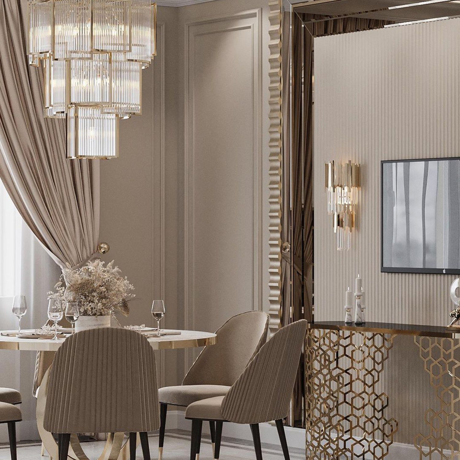 Elegant and modern dining room with sophisticated decor