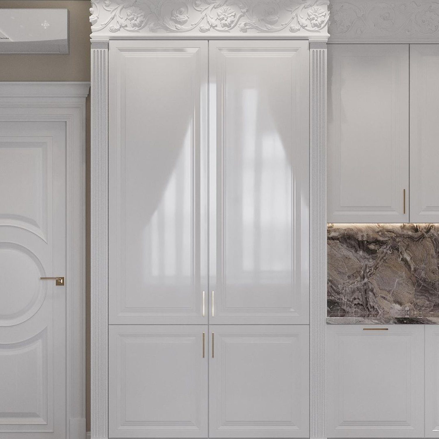 Elegant white paneled doors