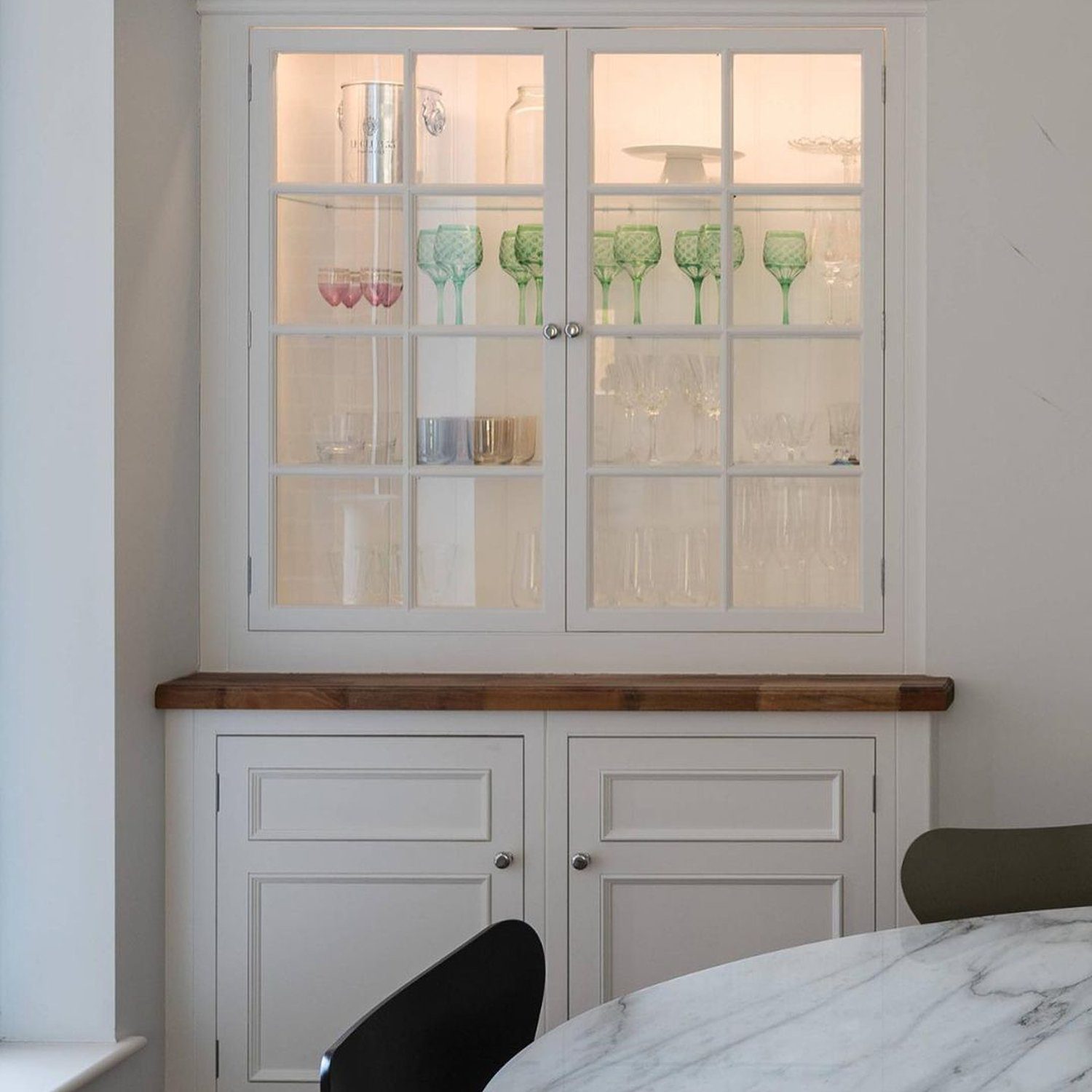 Elegant kitchen cabinet with glass doors