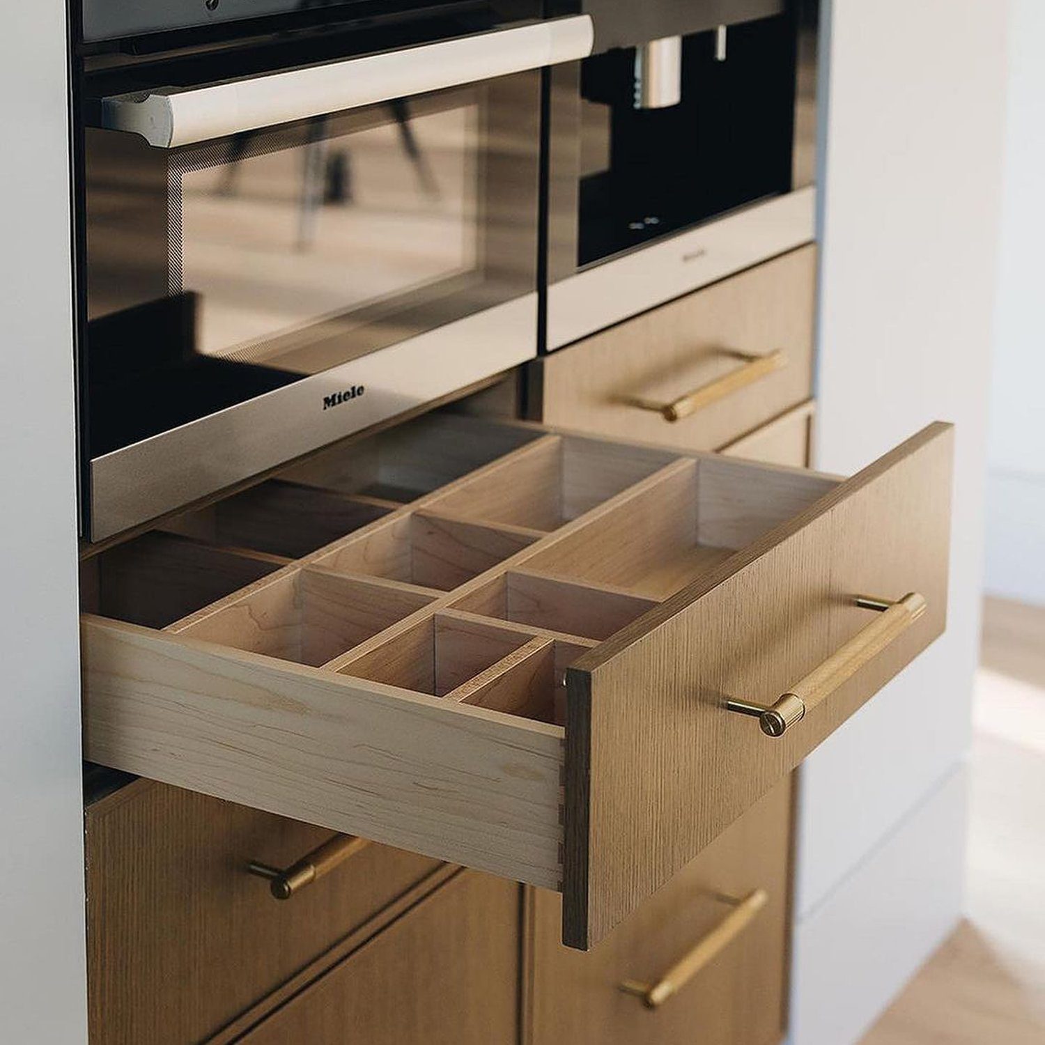 Modern kitchen drawer with custom compartments