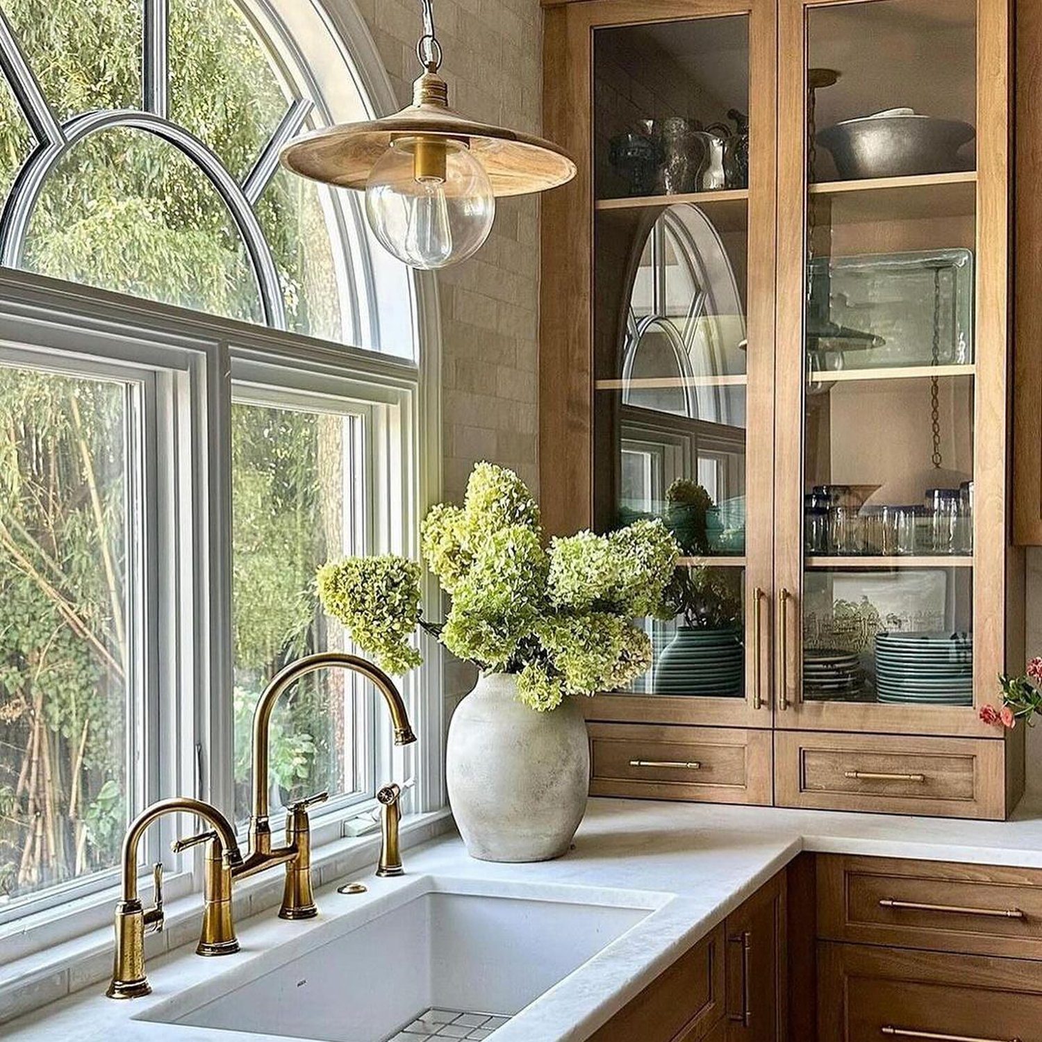 Elegant kitchen space with a serene view