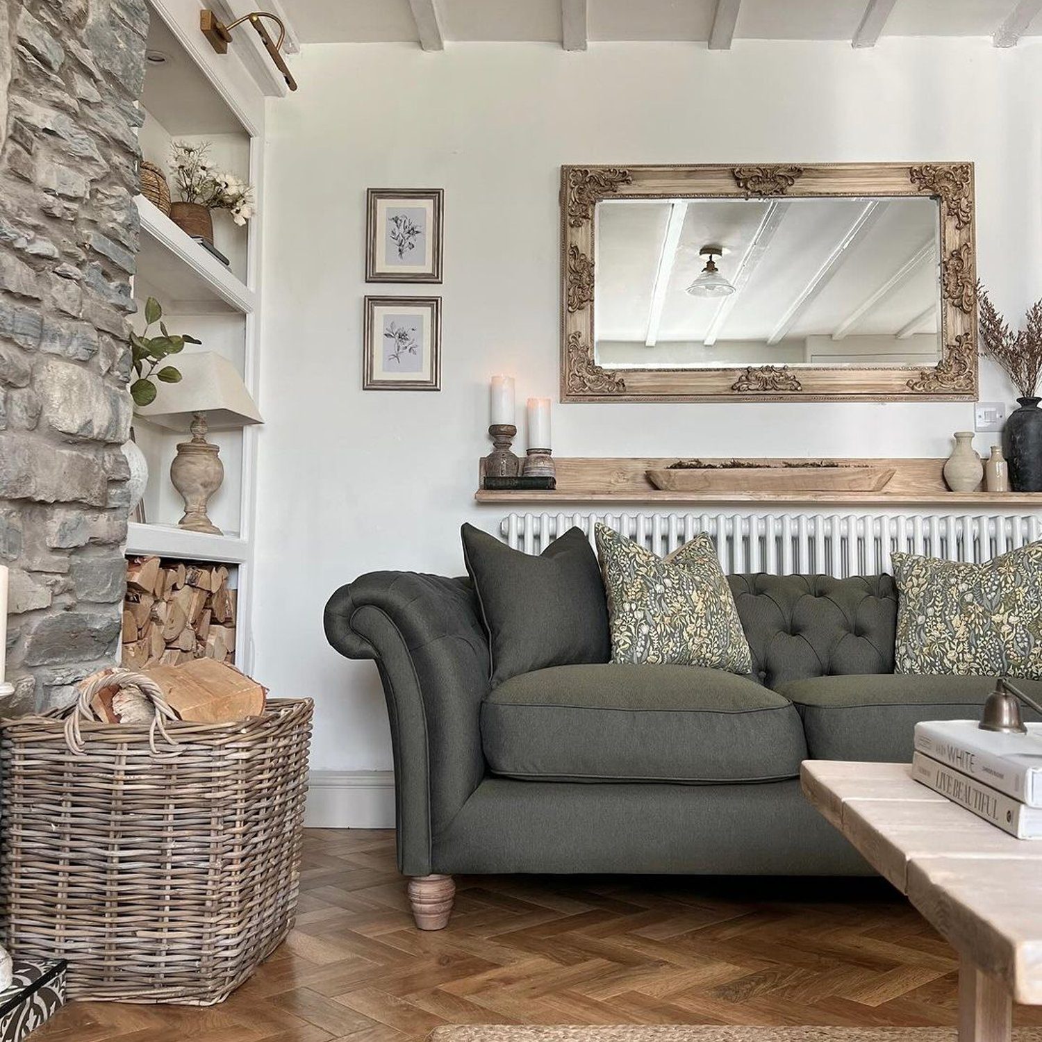 Cozy living room with rustic and elegant touches